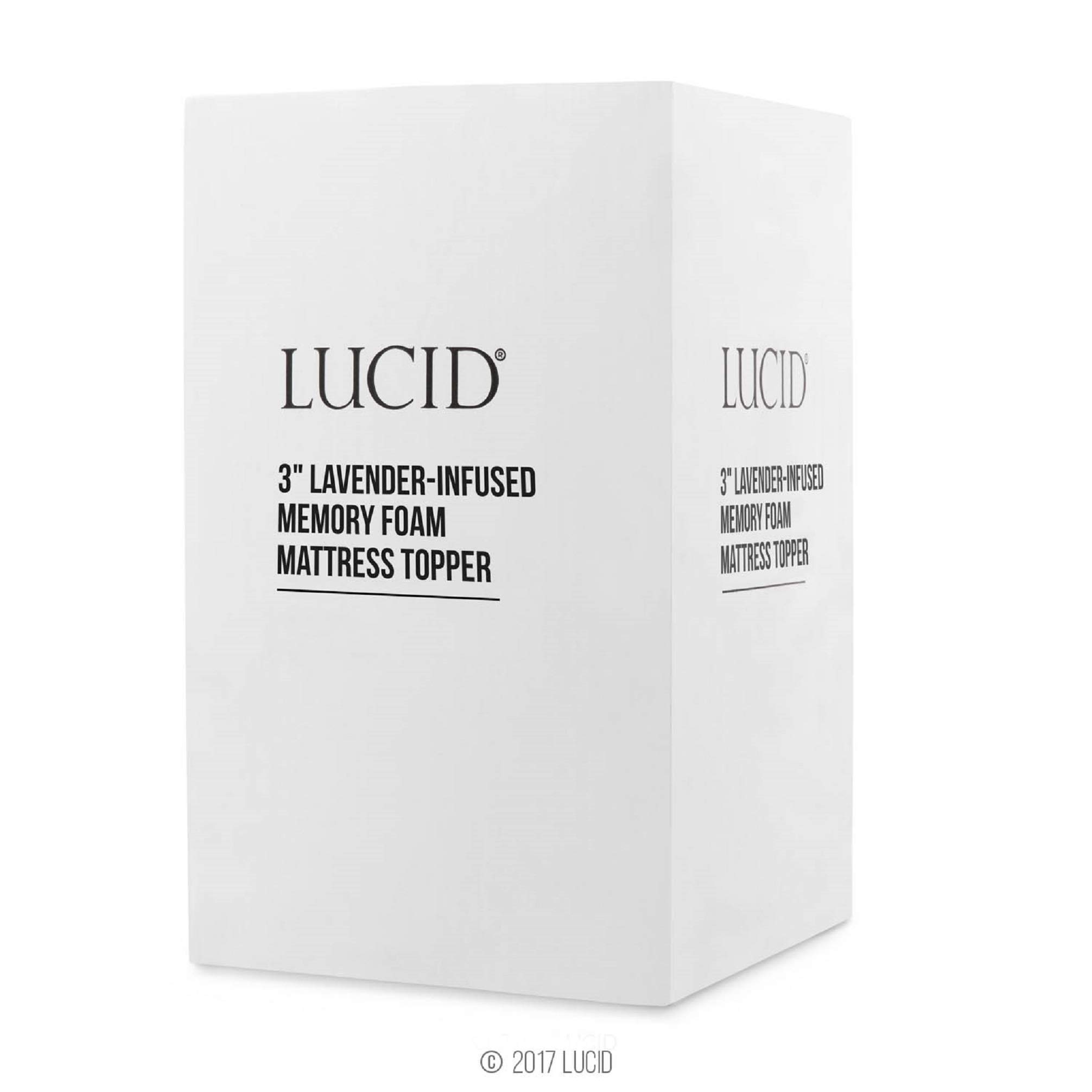 LUCID 3 Inch Lavender Infused Memory Foam Mattress Topper - Ventilated Cooling Design - Queen Size Bed Topper for Pressure Relief & Back Pain - Perfect for Hot Sleepers & Allergy Sufferers