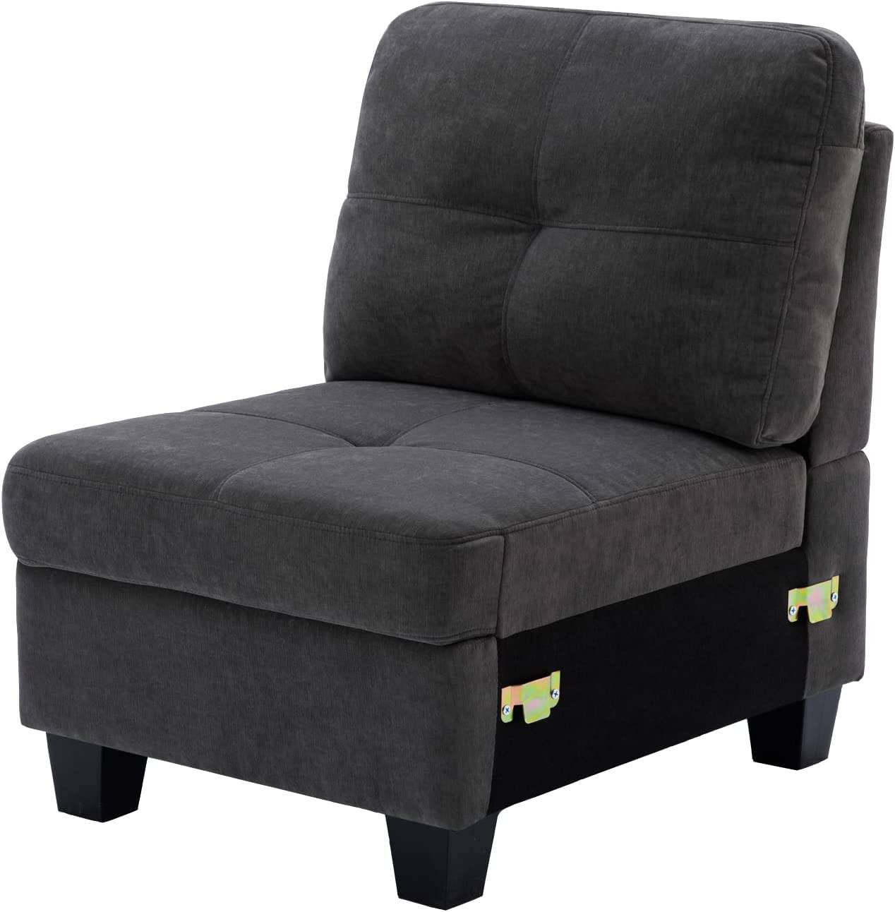 Luxury Velvet Sectional Sofa Set - Modular Upholstered Couch with Armless Chair for Living Room, Dark Gray | Perfect for Small Spaces, Apartments & Modern Home Decor