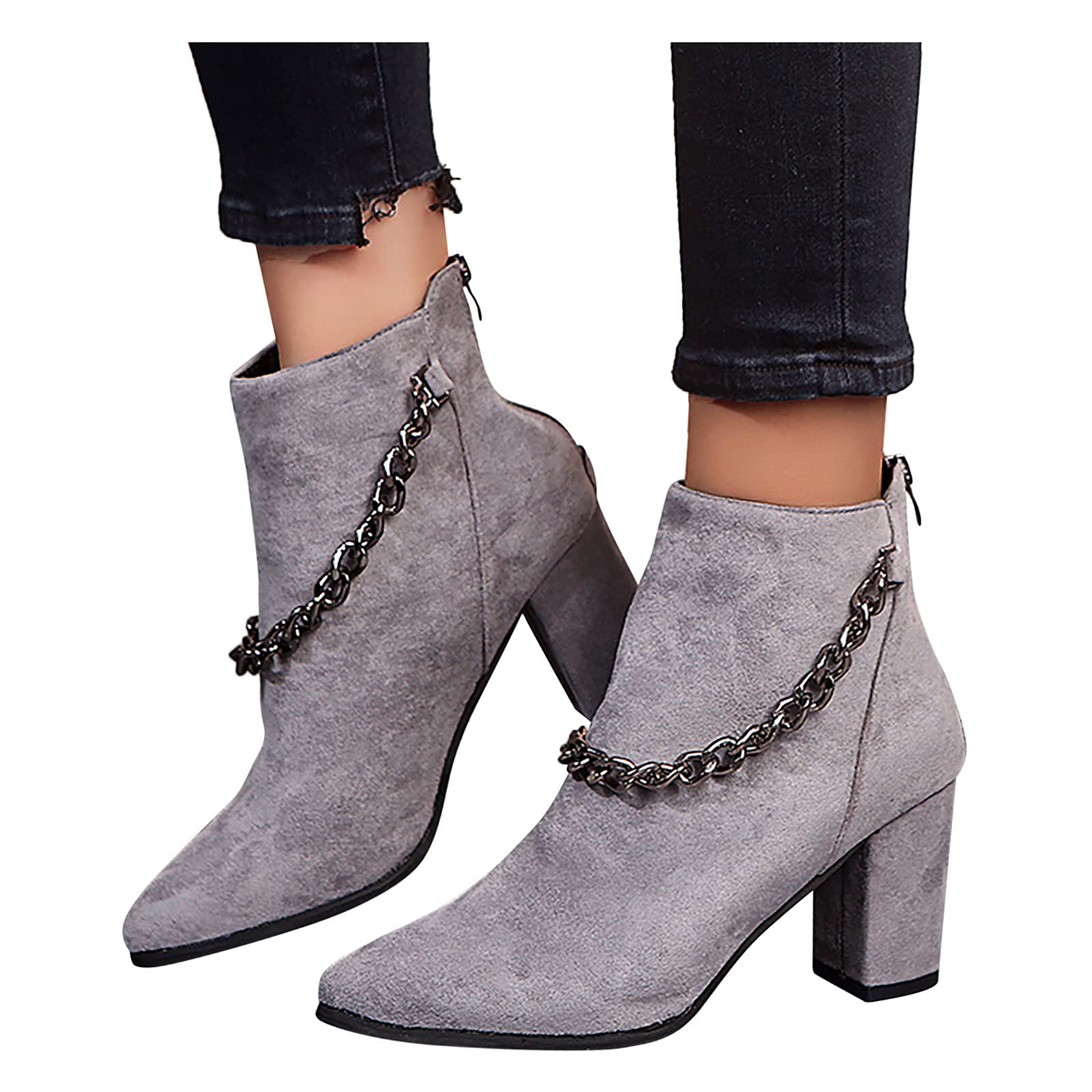 **Sexy Women's Ankle Booties - Low Heel Chelsea Boots with Back Zipper & Pointed Toe | Winter Fashion Boots for Women | Dressy Black Boots for Office, Party & Night Out**