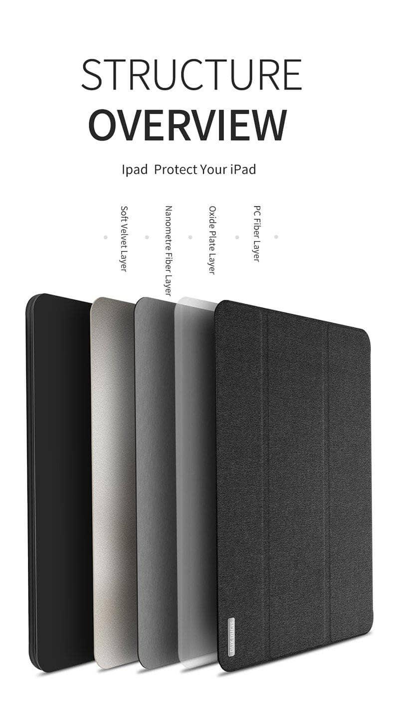 DUX DUCIS Genuine Leather iPad Pro 12.9 Case (2018 Model) with Apple Pencil Holder - Premium Protective Cover for Work, Travel & Home Office Use
