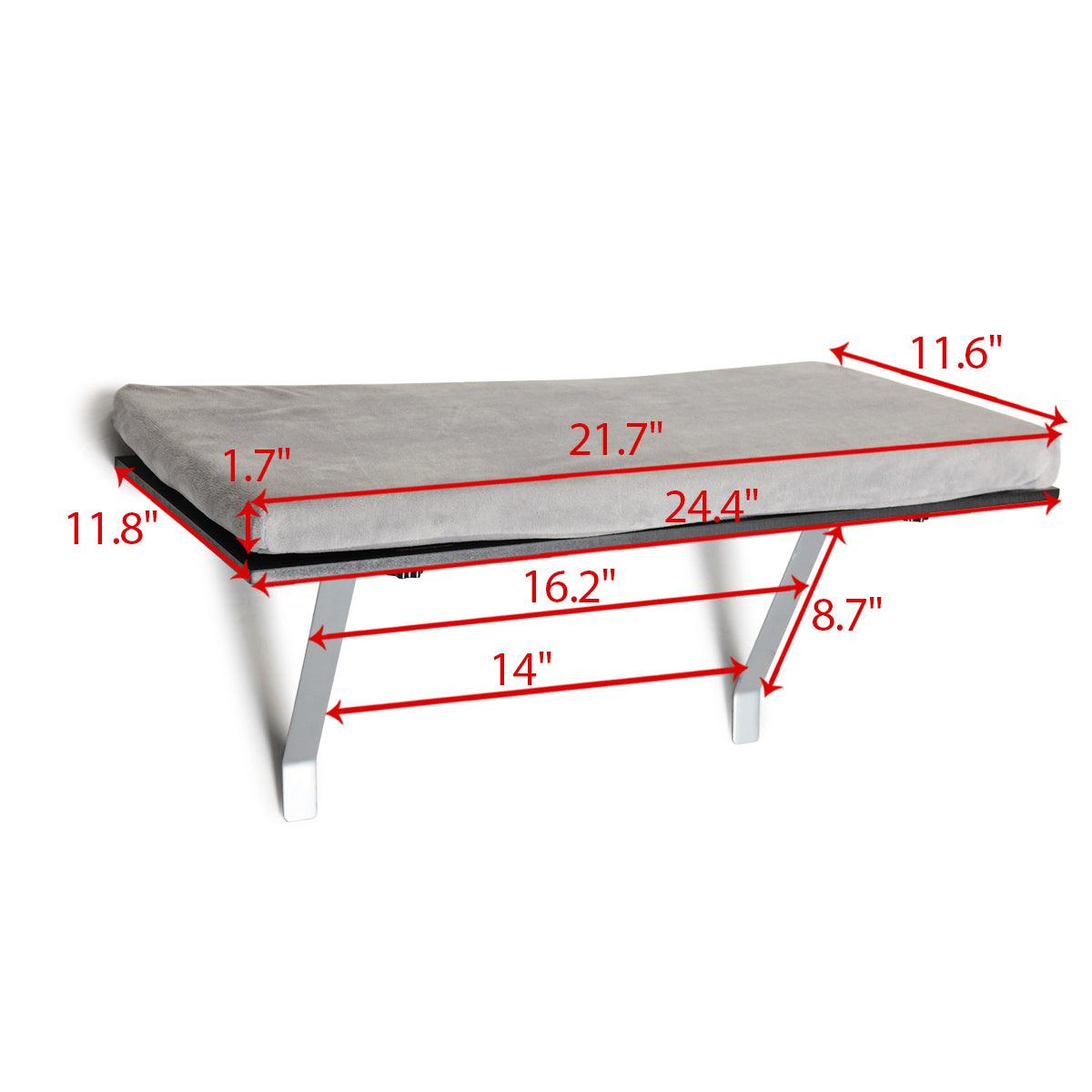 Premium Cat Window Perch with Soft Velvet Cushion - Sturdy Mounted Shelf Bed for Cats to Rest & Sunbathe - Perfect for Indoor Cats Watching Birds & Relaxing (Black & Gray)