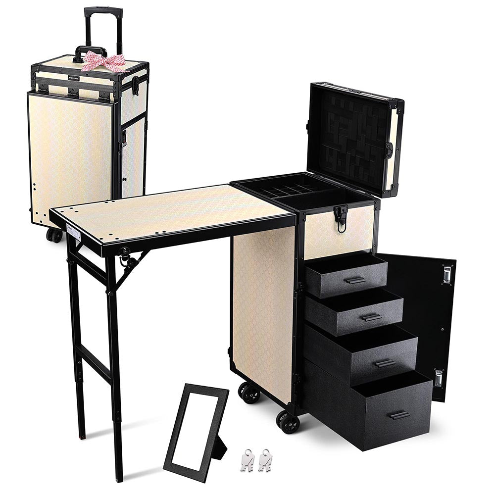TheLAShop Professional Rolling Makeup Station with Drawers - Mobile Beauty Workstation for Salon, Home & Nail Artists - Perfect for Makeup Artists, Hairstylists & Nail Technicians