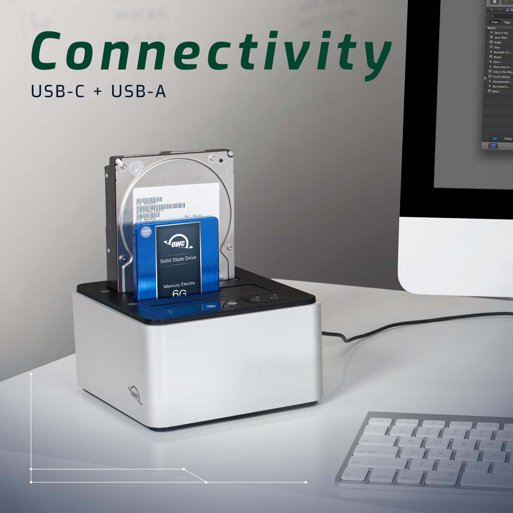 OWC Drive Dock USB-C Dual Bay External Hard Drive Enclosure - 10Gbps USB 3.1 Gen 2 for Mac & PC (OWCTCDRVDCK) - Perfect for Data Backup, Video Editing & External Storage Expansion