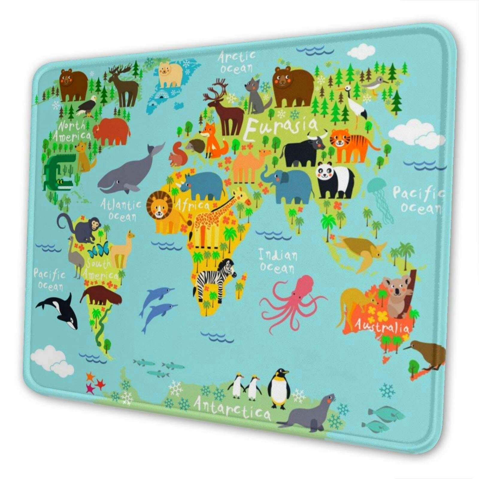 **FANIMAL Large Gaming Mouse Pad with Non-Slip Rubber Base - Cute Cartoon Animal World Map Design for Kids & Adults - Perfect for Laptop, Office, PC, Gaming & Gift Giving**