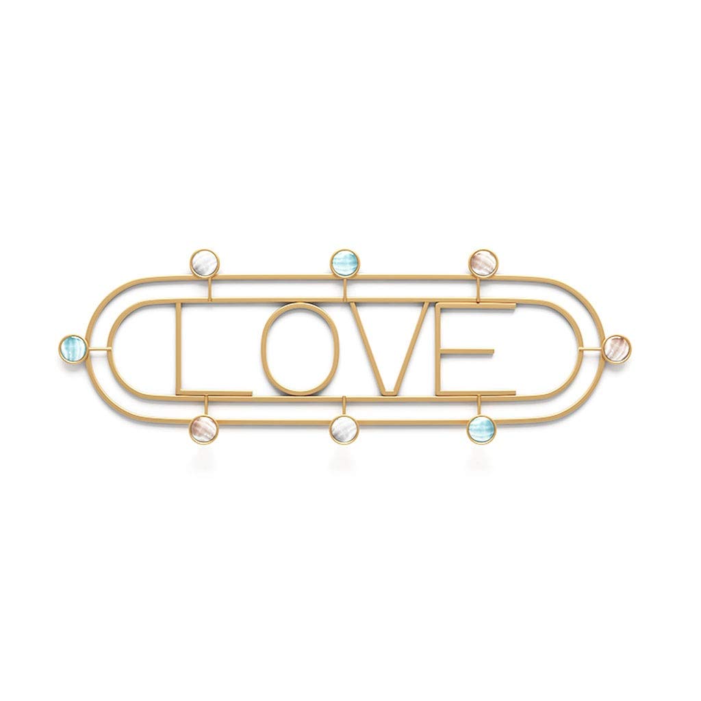 Nordic Style Iron Coat Hooks - Gold Wall Mounted Key Holder for Bathroom, Bedroom & Entryway - Durable Love Letter Design Hanging Hooks for Coats, Hats & Accessories - Perfect Home Decor & Organization Solution