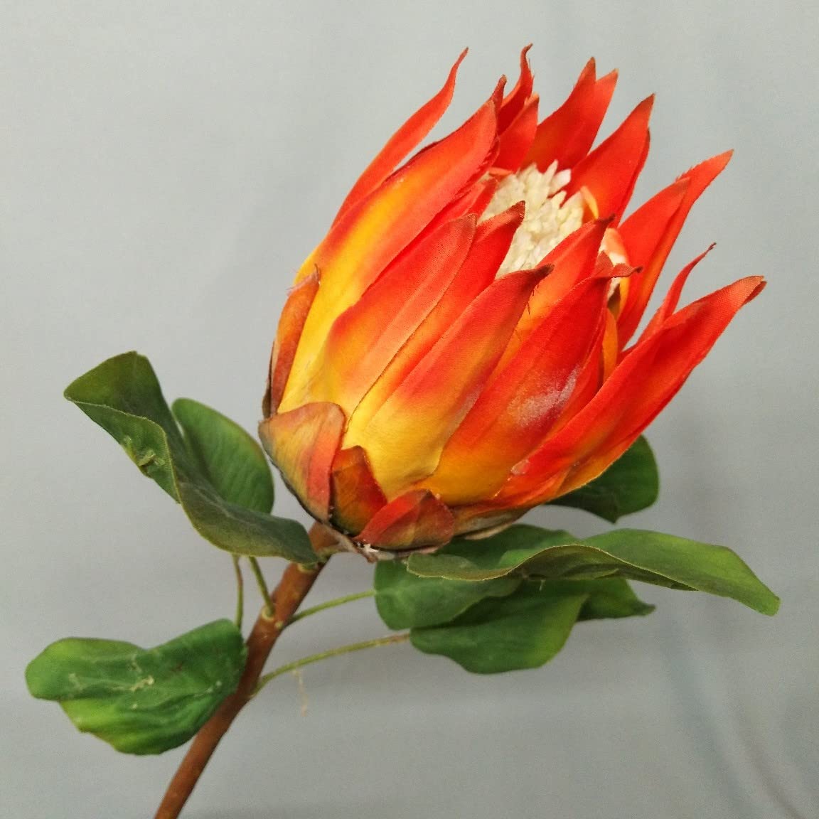 Artificial Imperial Flower Single Branch - Orange Fake Lotus Magnolia for Home Wedding Fall Decor | Plastic Floral Decorations for Tables, Centerpieces & Seasonal Displays