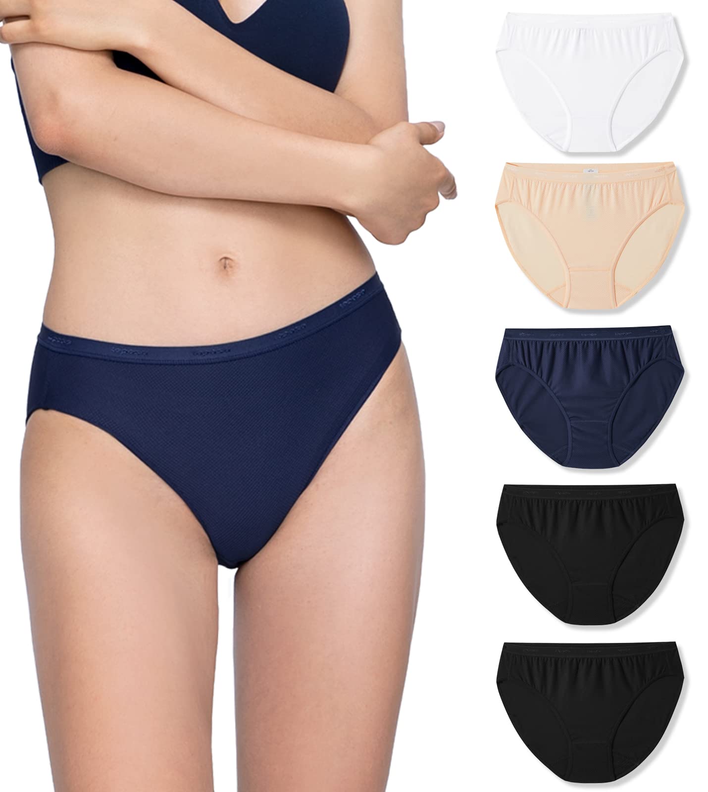 LAPASA Women's Quick Dry Travel Underwear - 5 Pack Breathable Mesh Hiking Bikinis & Activewear Panties for Yoga, Gym & Outdoor Adventures | Stay Fresh & Comfortable All Day