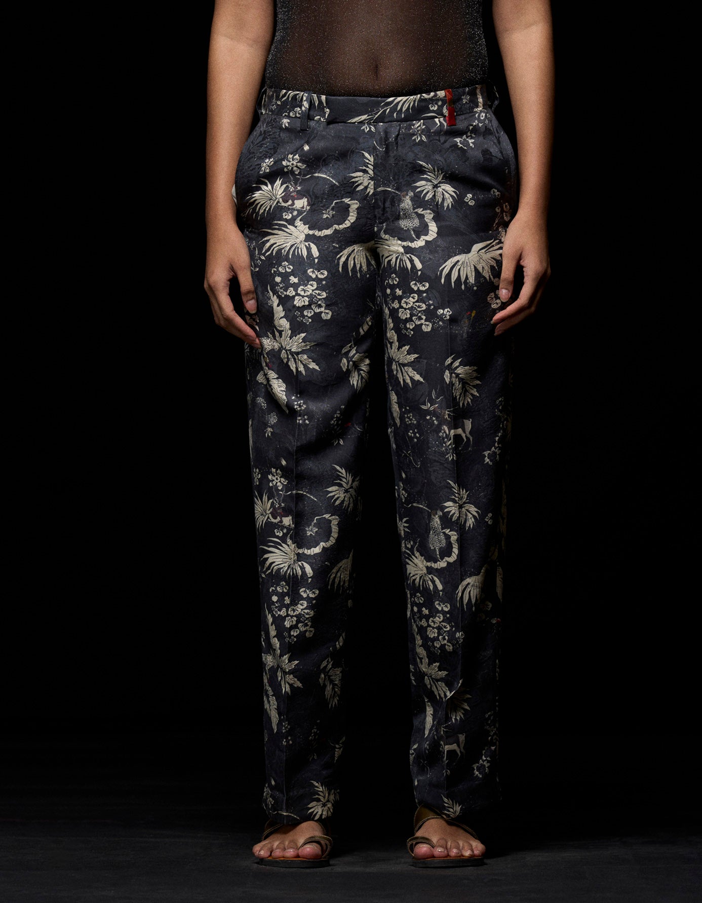Premium Straight Fit Silk Damask Trousers for Men - Elegant Black Formal Pants for Office Wear & Evening Events