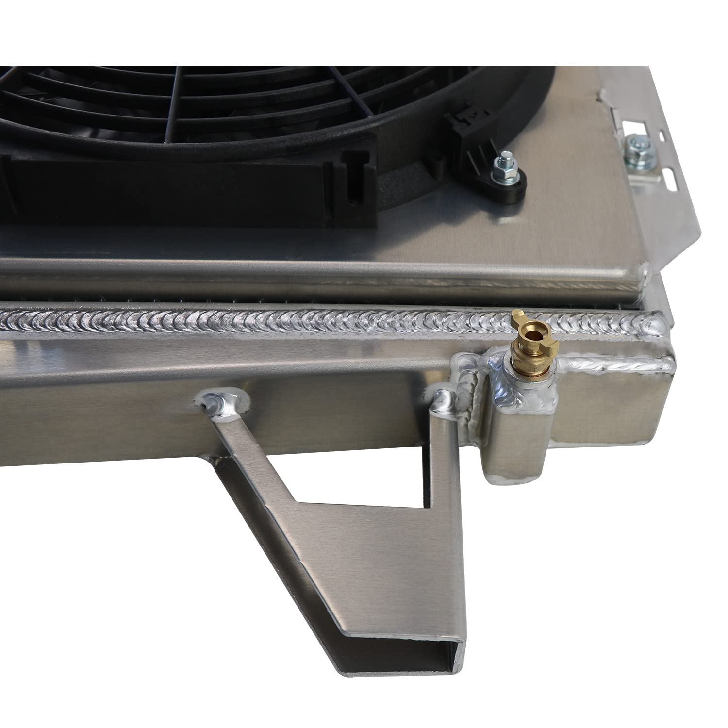 High-Performance 4 Row Aluminum Radiator for 1985-1996 Ford F150 F250 F350 Bronco - Complete Cooling Kit with Fan Shroud & Thermostat Relay - Perfect for Off-Roading, Towing & Hot Weather Driving