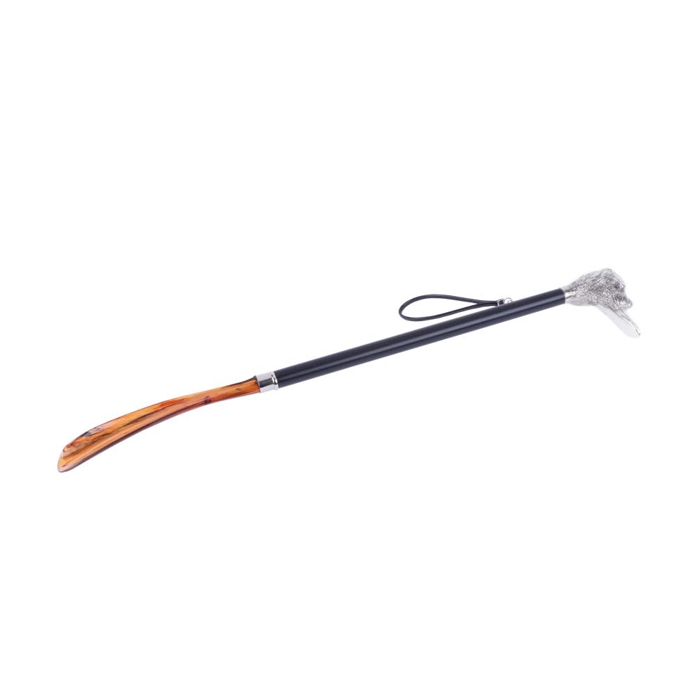 FootFitter Deluxe Long Shoe Horn with Nickel Plated Handle - Premium Italian-Made Shoe Protector for Easy Slip-On & Comfort - Perfect for Dress Shoes, Boots & Elderly Foot Care