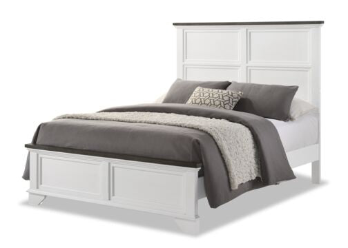 Abigail 6-Piece Queen Size Bedroom Set in White & Grey - Complete Bed Frame, Nightstands & Dresser for Modern Master Bedroom Decor