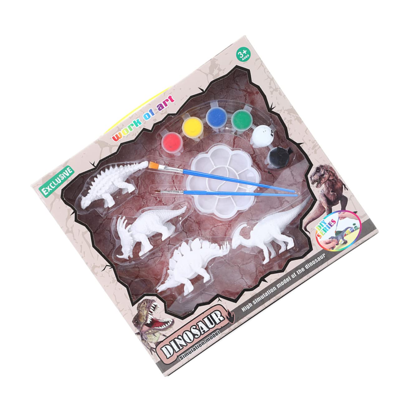 iBasenice Dinosaur Painting Kit for Kids - 12-Piece Dinosaur Model Arts & Crafts Set with Non-Toxic Paints | Creative STEM Learning Toy for Birthday Parties, Classroom Activities & Rainy Day Fun