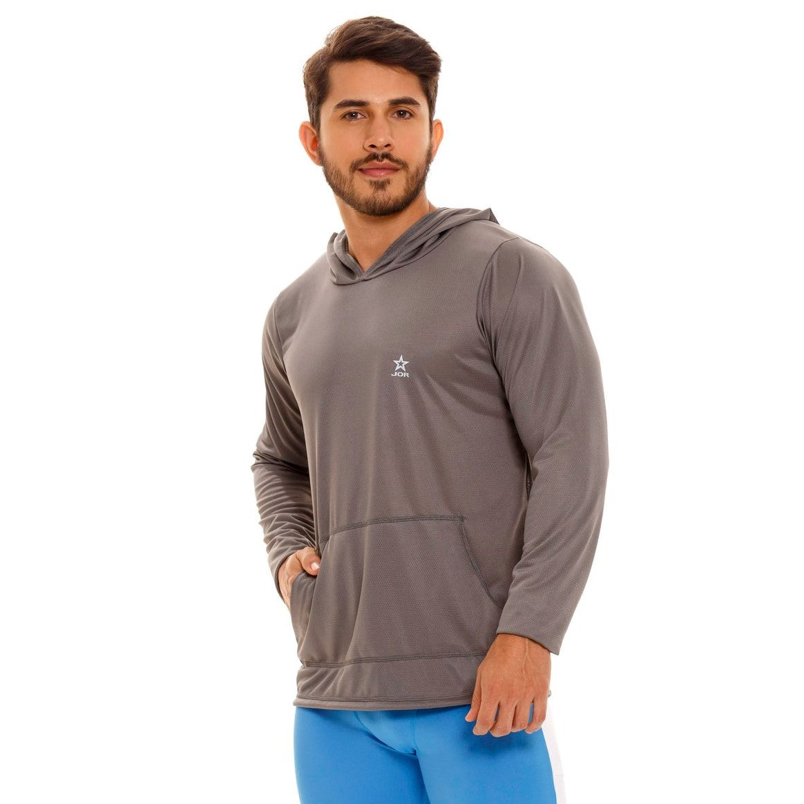 JOR Cross Hooded Sports Mesh Pullover - Breathable Grey Athletic Jacket for Running, Gym & Outdoor Activities