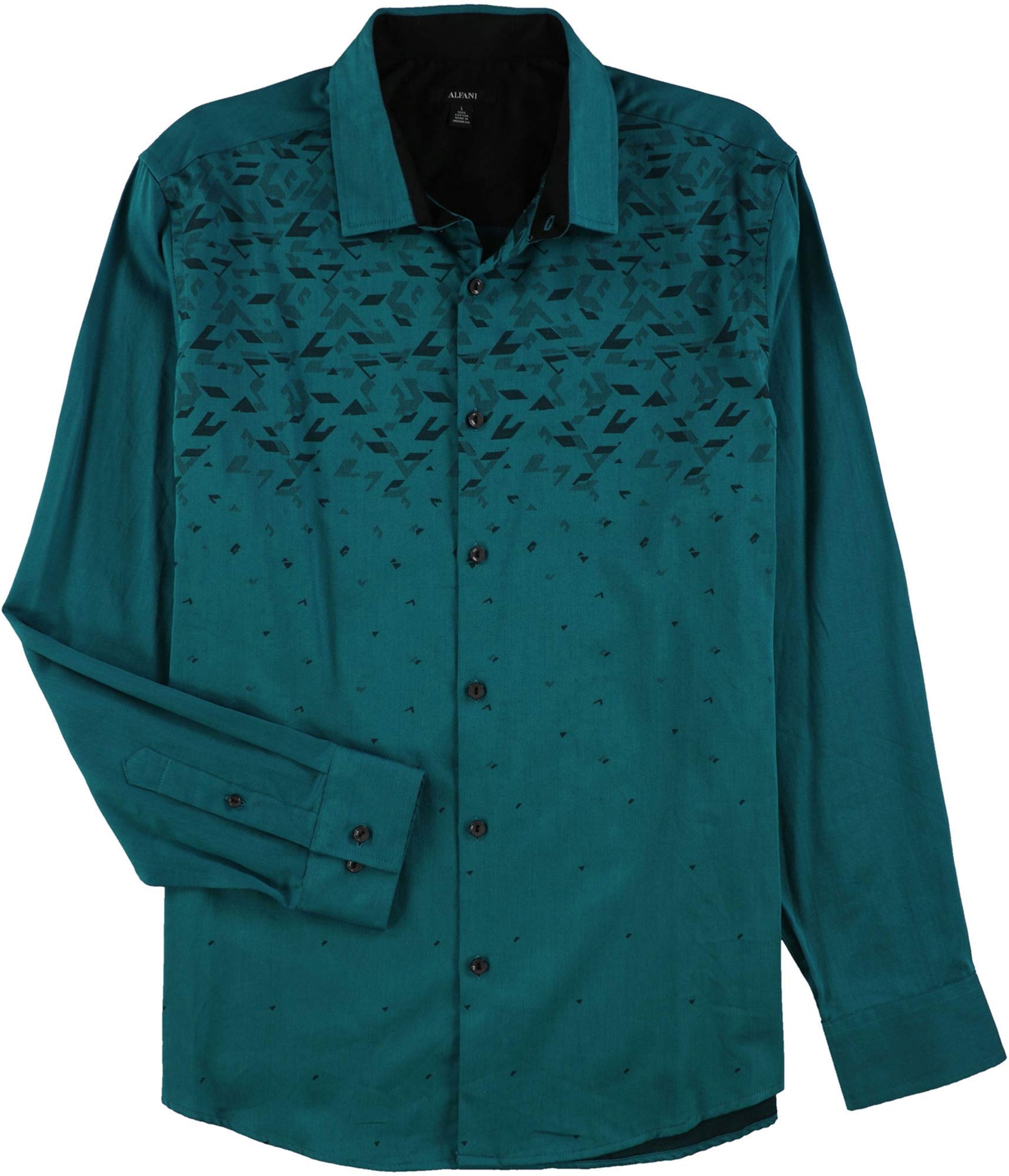Alfani Men's Ombre Geo-Print Button Up Shirt | Stylish Casual & Office Wear | Perfect for Business Meetings & Date Nights