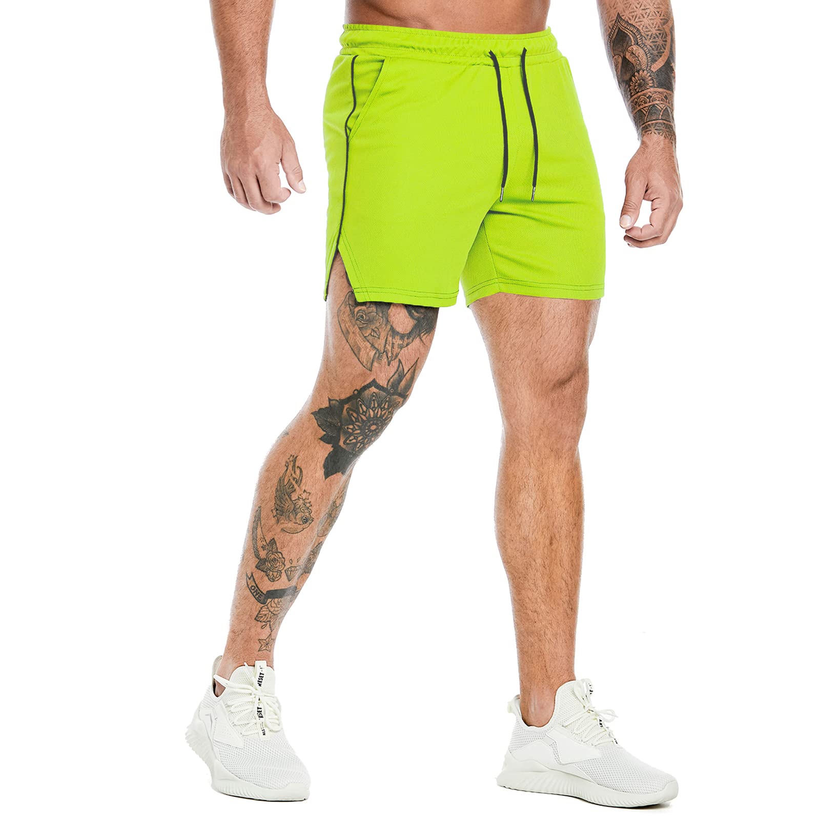 PIDOGYM Men's 5-Inch Workout Running Shorts - Lightweight Mesh Gym Athletic Short Pants for Bodybuilding, Training & Sports - Perfect for Running, Gym Workouts & Outdoor Activities