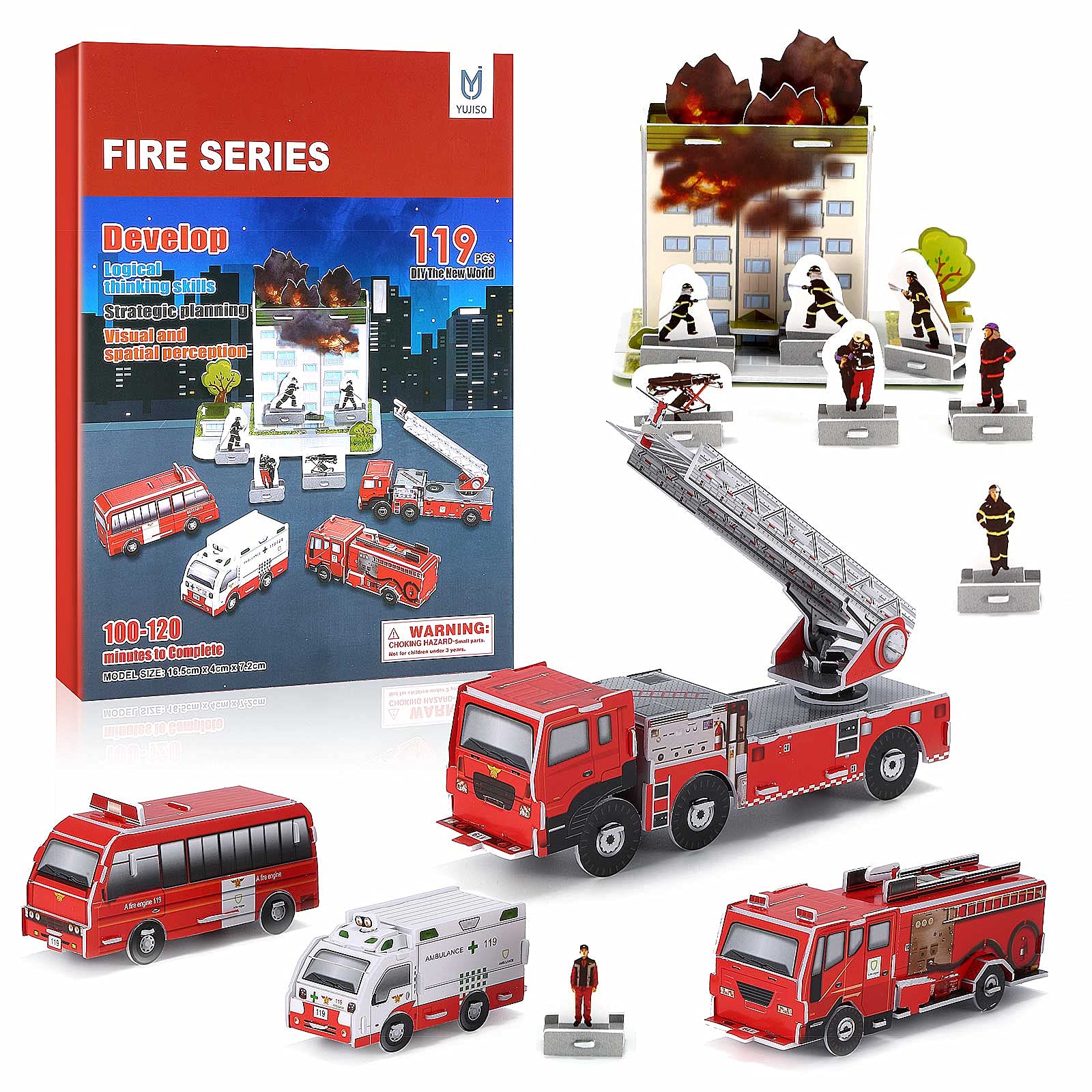 DIY 3D Puzzle Fire Truck Model Kit - Educational STEM Toy for Adults & Kids, Creative Building Set for Boys & Girls - Perfect Christmas Birthday Gift for Children | Fun Home Activity & Learning Tool