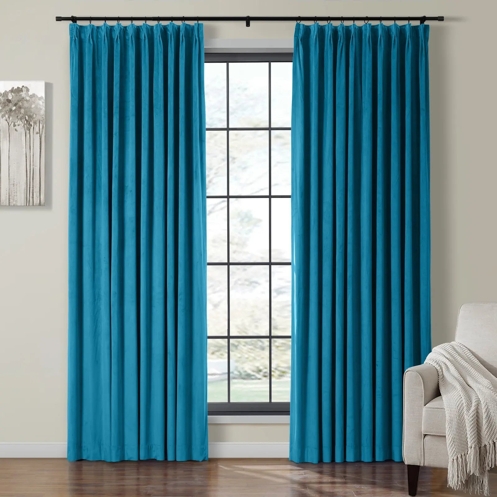 Birkin Velvet Curtain Pleated - Luxurious Blackout Drapes for Living Room & Bedroom - Elegant Window Treatment for Home Decor