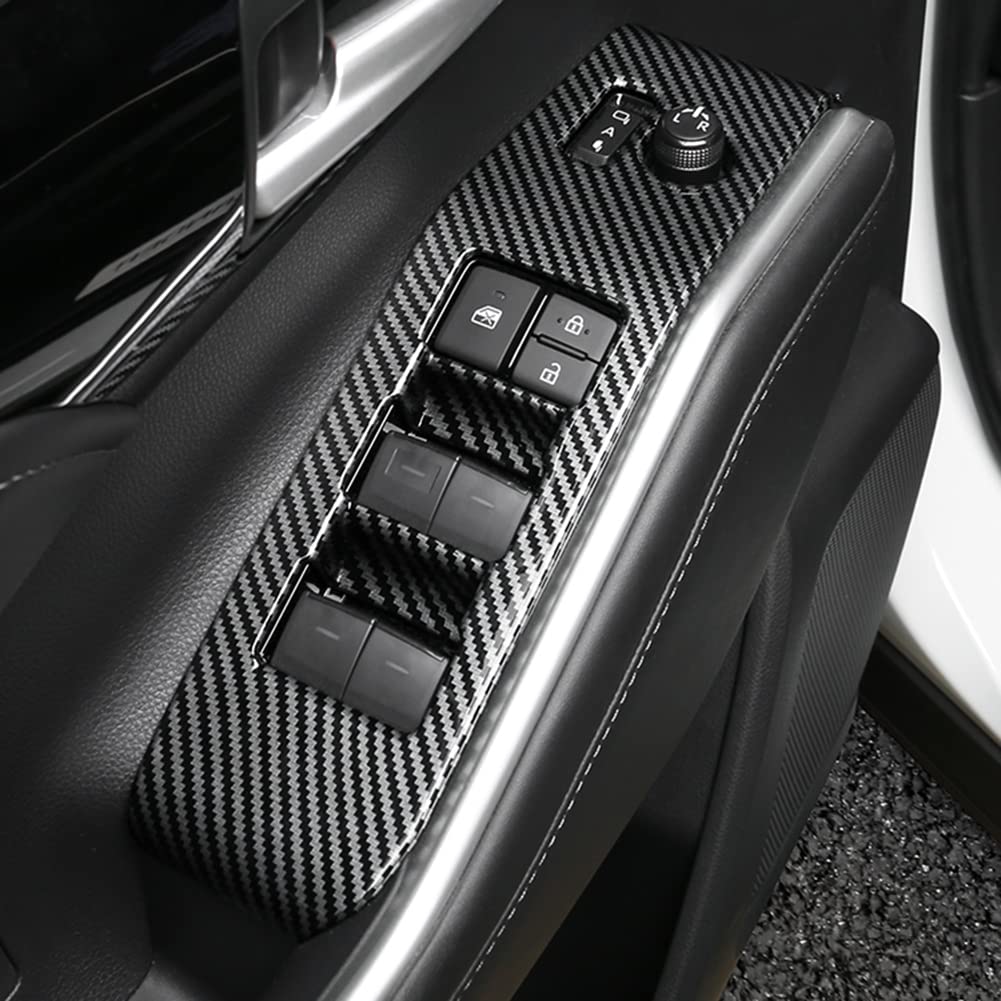 2020-2025 Toyota Highlander Accessories - Carbon Fiber Style Door Window Switch Panel Cover & Door Lock Control Button Trim | Interior Upgrade for Car Protection & Style Enhancement | Perfect for Daily Commute, Road Trips & Vehicle Customization