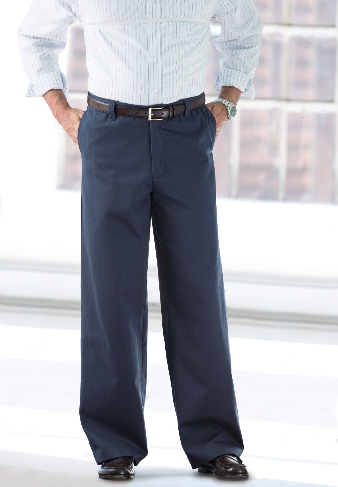 KingSize Men's Big & Tall Wrinkle-Free Expandable Waist Dress Pants for Work & Formal Occasions - Comfortable Office & Business Attire