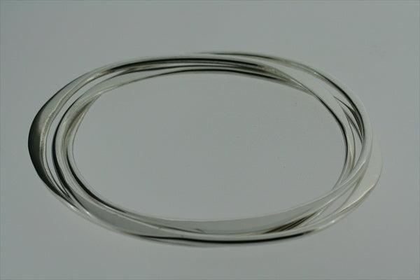 3 Interlinked Flattened Oval Bangle Bracelet - Sterling Silver Jewelry for Women, Gift for Her, Perfect for Everyday Wear & Special Occasions