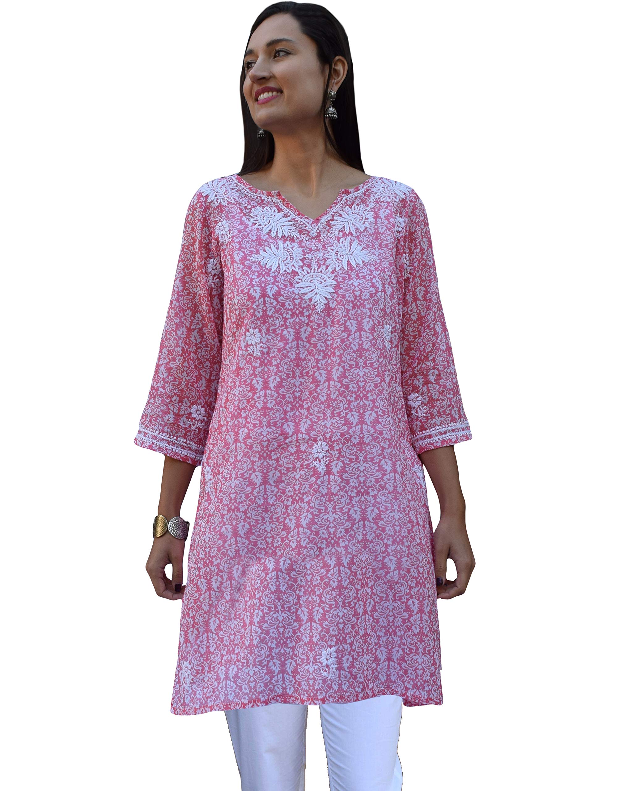 Pure Cotton Lightweight Printed Hand Embroidered Tunic Top Kurti for Women | Breathable Summer Blouse | Perfect for Casual Wear, Office Outfits & Ethnic Occasions