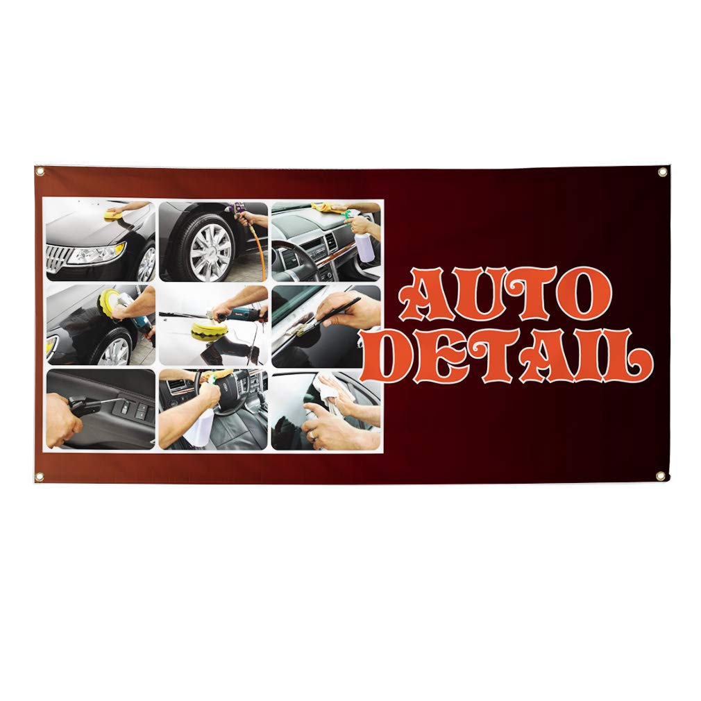 Durable 48x96 Inches Vinyl Banner with 8 Grommets - Weatherproof Outdoor Advertising Sign for Auto Detailing, Industrial Yard & Business Promotion | Perfect for Car Dealerships, Construction Sites & Event Signage