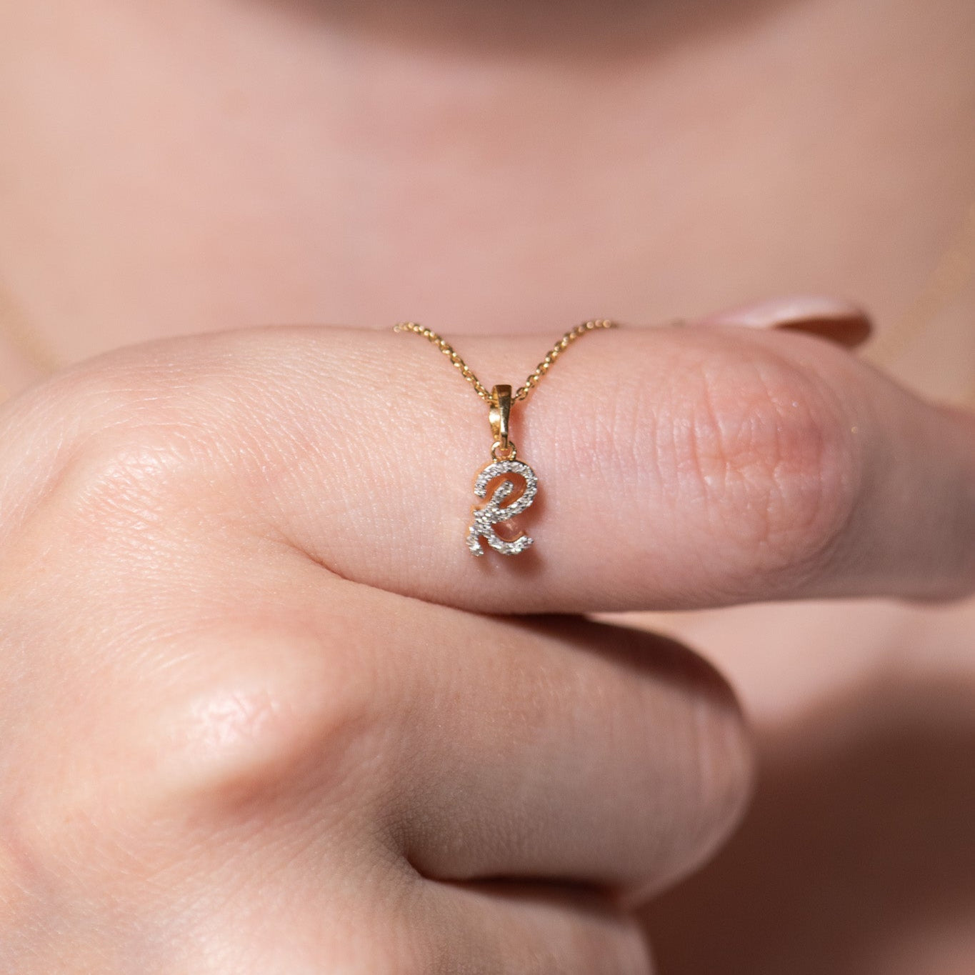 14K White Gold Cursive Diamond Initial Necklace - Personalized Name Jewelry for Women, Elegant Monogram Pendant Gift for Her, Perfect for Birthdays, Anniversaries & Special Occasions