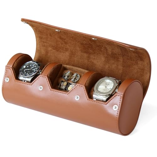 Light Brown 2 Slot Watch and 1 Slot Cufflink box