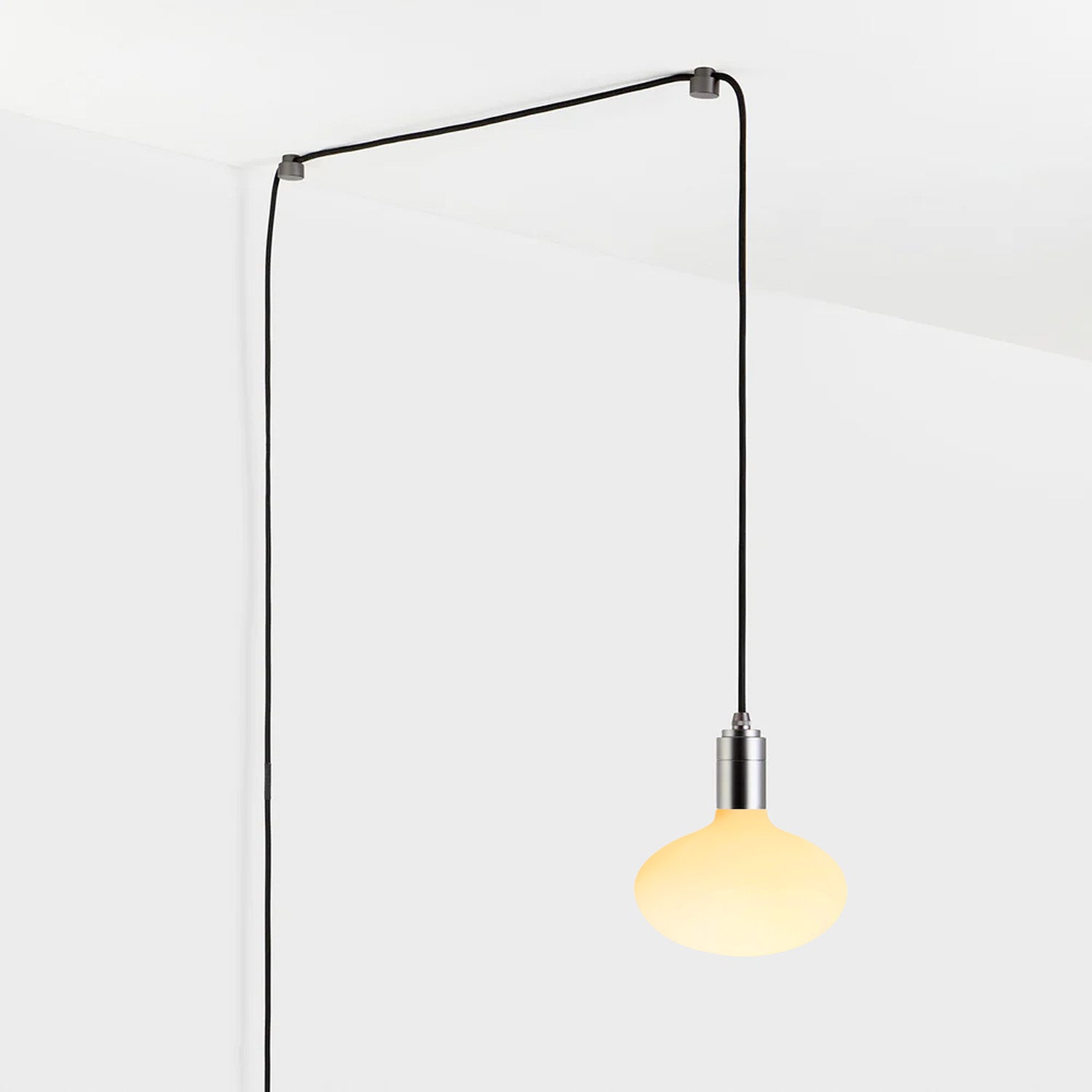 Oval Dim to Warm Plug-In Pendant Light in Graphite - Modern Hanging Fixture for Living Room, Bedroom & Dining Area