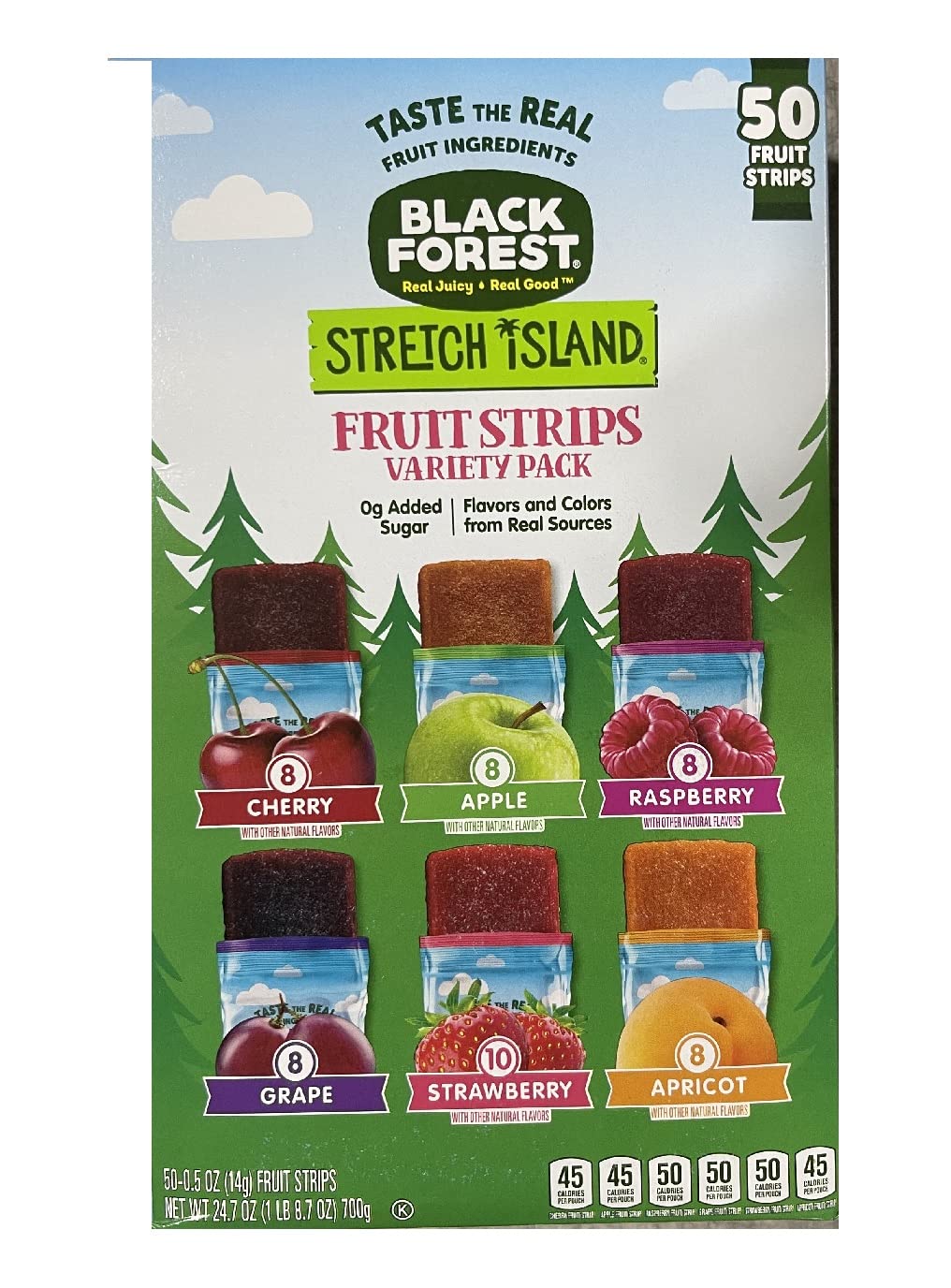 Stretch Island All-Natural Fruit Leather Snacks Variety Pack - Cherry, Apple, Strawberry, Apricot, Grape, Raspberry - 0.5oz No Sugar Added (50 Count) | Healthy On-the-Go Snack for Kids, Hiking, Lunch Boxes & Road Trips