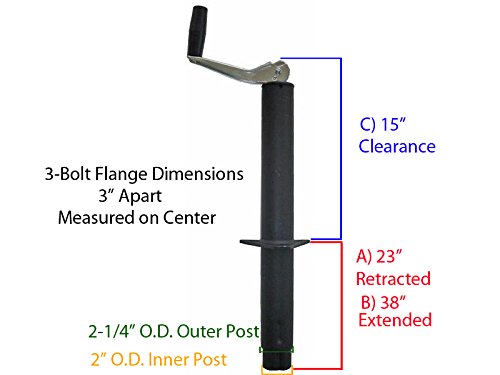 RAM A-Frame Trailer Jack with Foot & Mounting Hardware - Heavy Duty Stabilizer for Campers, Boats & Utility Trailers