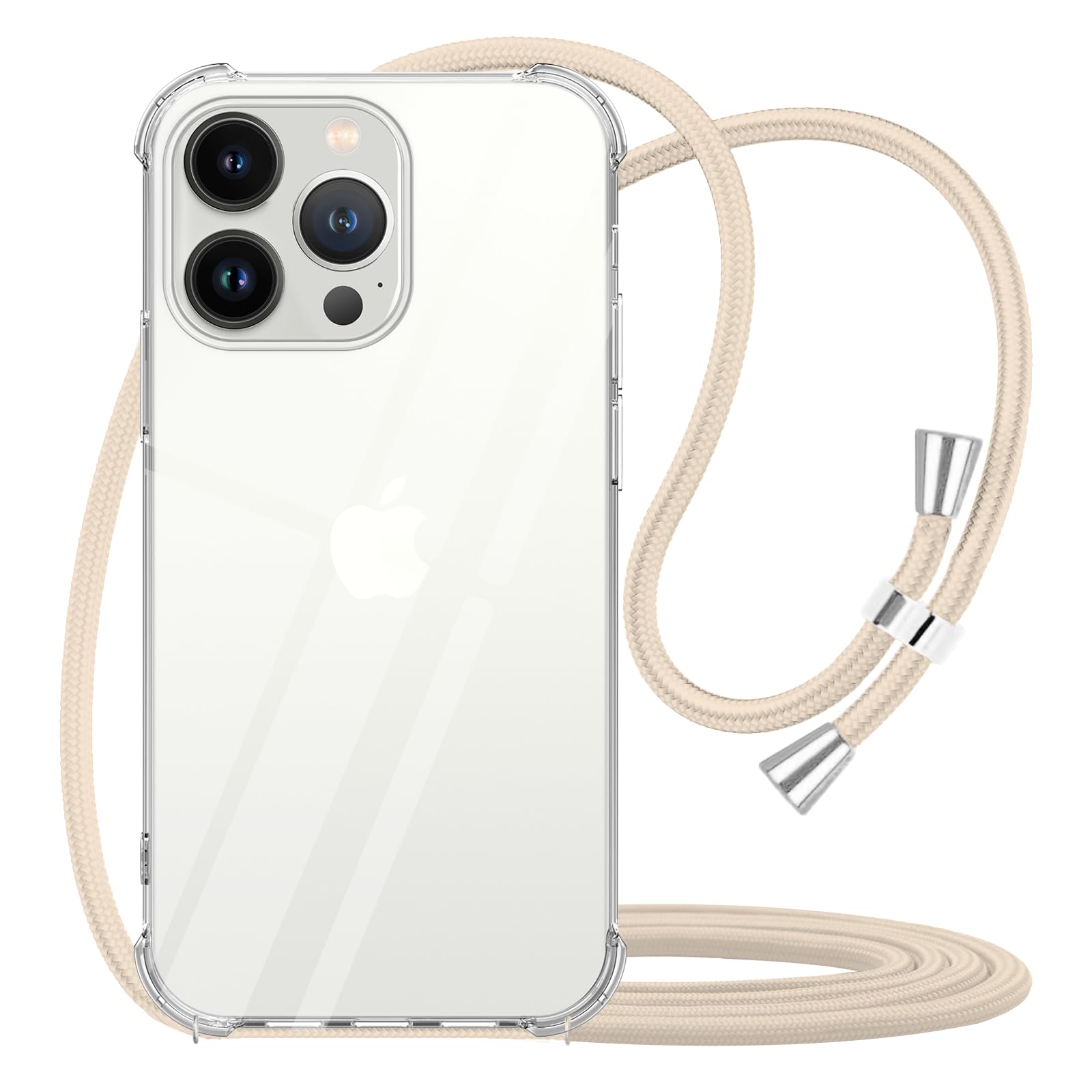 YESPURE Clear Adjustable Crossbody Phone Case for iPhone 13 Pro Max - Soft Slim Protective Cover with Shoulder Strap for Women & Girls (Beige) | Perfect for Travel, Shopping, and Hands-Free Daily Use