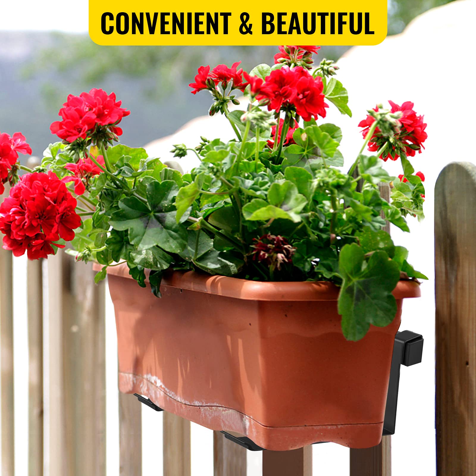 Happybuy Heavy Duty 88lbs Window Box Brackets - 35.4 x 7.8 x 5.9 Inch Black Iron Planter Mounting Brackets - Durable Flower Box Hangers for Outdoor Gardens, Balconies & Window Sills