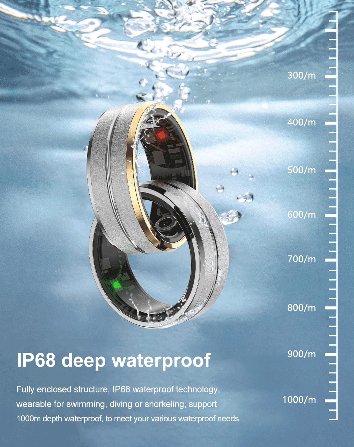 2024 Smart Ring Fitness Tracker with Blood Oxygen & Heart Rate Monitor - IP68 Waterproof Sleep Tracking Ring for Men & Women - Camera Control Smart Wearable Device (US Size 9) - Perfect for Workouts, Sleep Analysis & Daily Health Monitoring