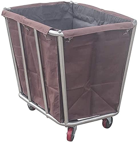 ZSCLLCQ Heavy Duty Laundry Cart with Removable Bags & Mute 4-Inch Wheels - Foldable Utility Trolley for Hotel, Hospital & Home Use - Brown Laundry Hamper with Linen Basket for Clothes Organization