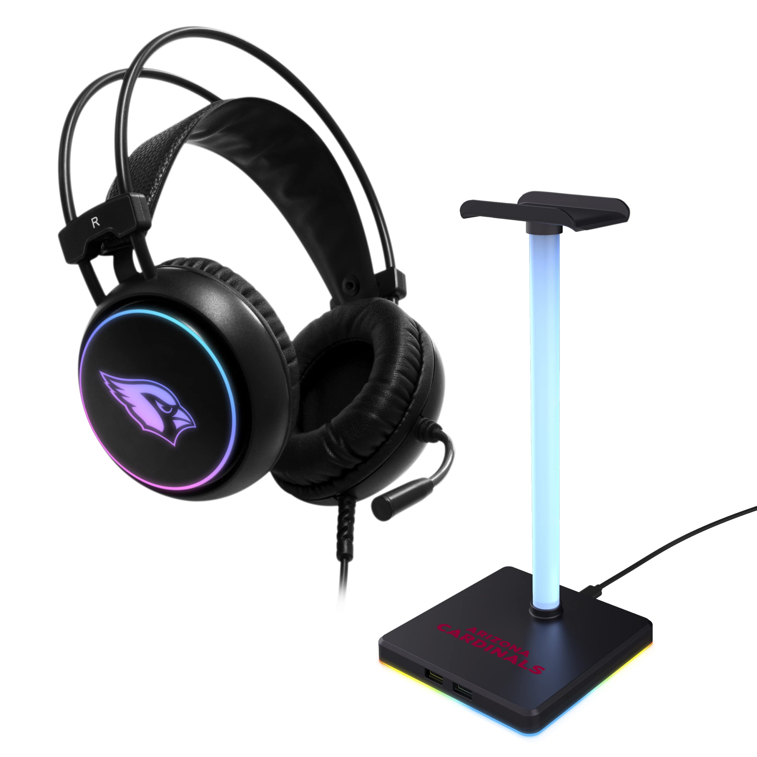 SOAR NFL LED Gaming Headset with Stand - Wireless Bluetooth Headphones with Microphone for PC/PS5/Xbox - Perfect for Gaming, Streaming & Sports Fans