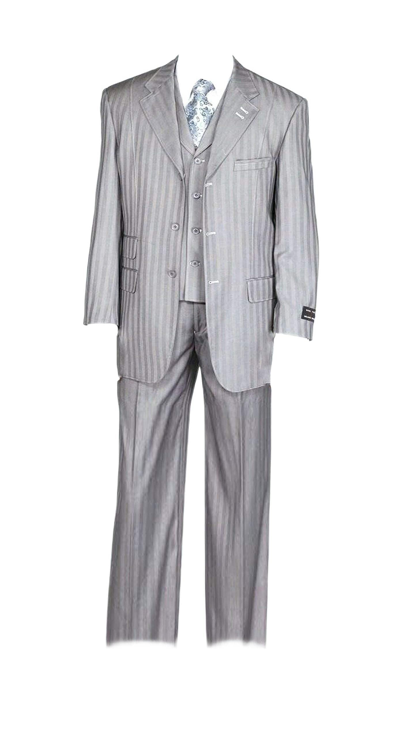 Stylish Striped Men's Suit Set with Vest & Pants 5267 - Perfect for Weddings, Business Meetings & Formal Events