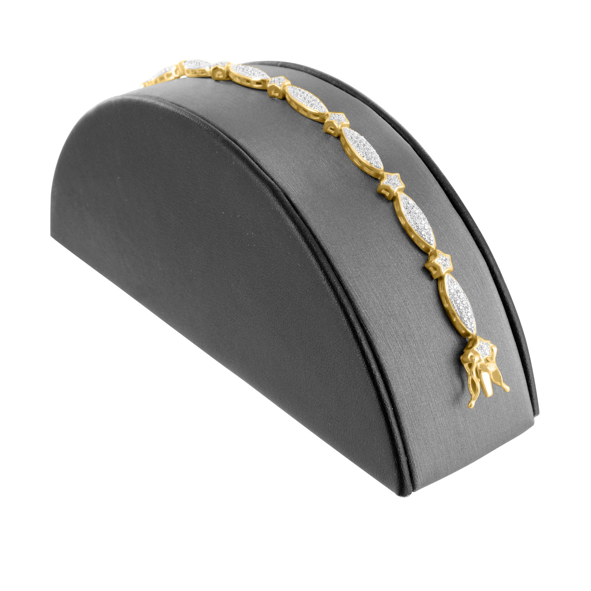 Elegant Marquise Link Bracelet with Gold Finish & Simulated Diamonds - 925 Sterling Silver Jewelry for Women, Perfect for Parties, Weddings & Special Occasions