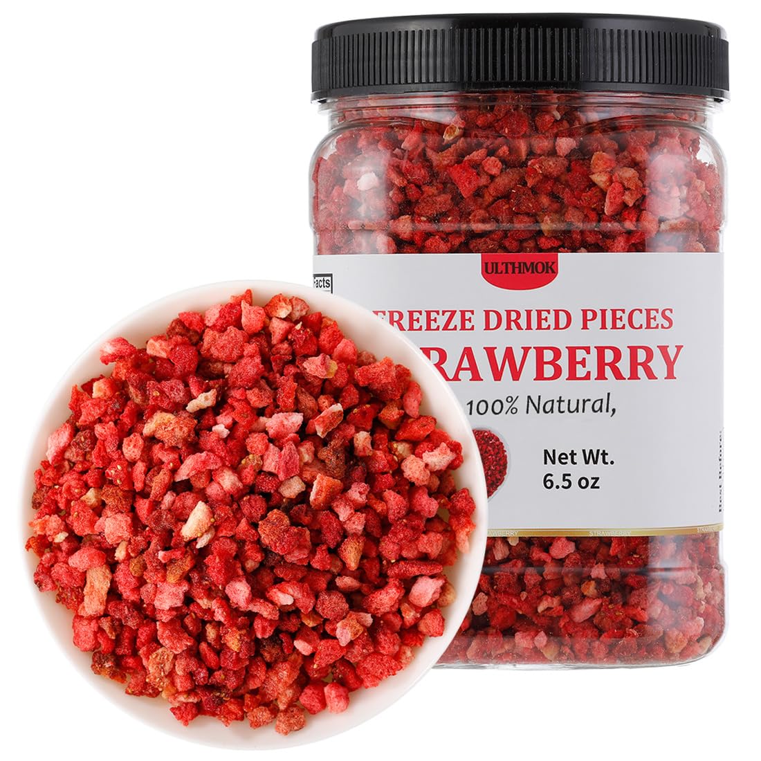 Premium Freeze Dried Strawberries 6.5 Oz (185g) - 100% Natural, No Additives, Non-GMO | Perfect for Smoothies, Baking, Snacking & Camping Food