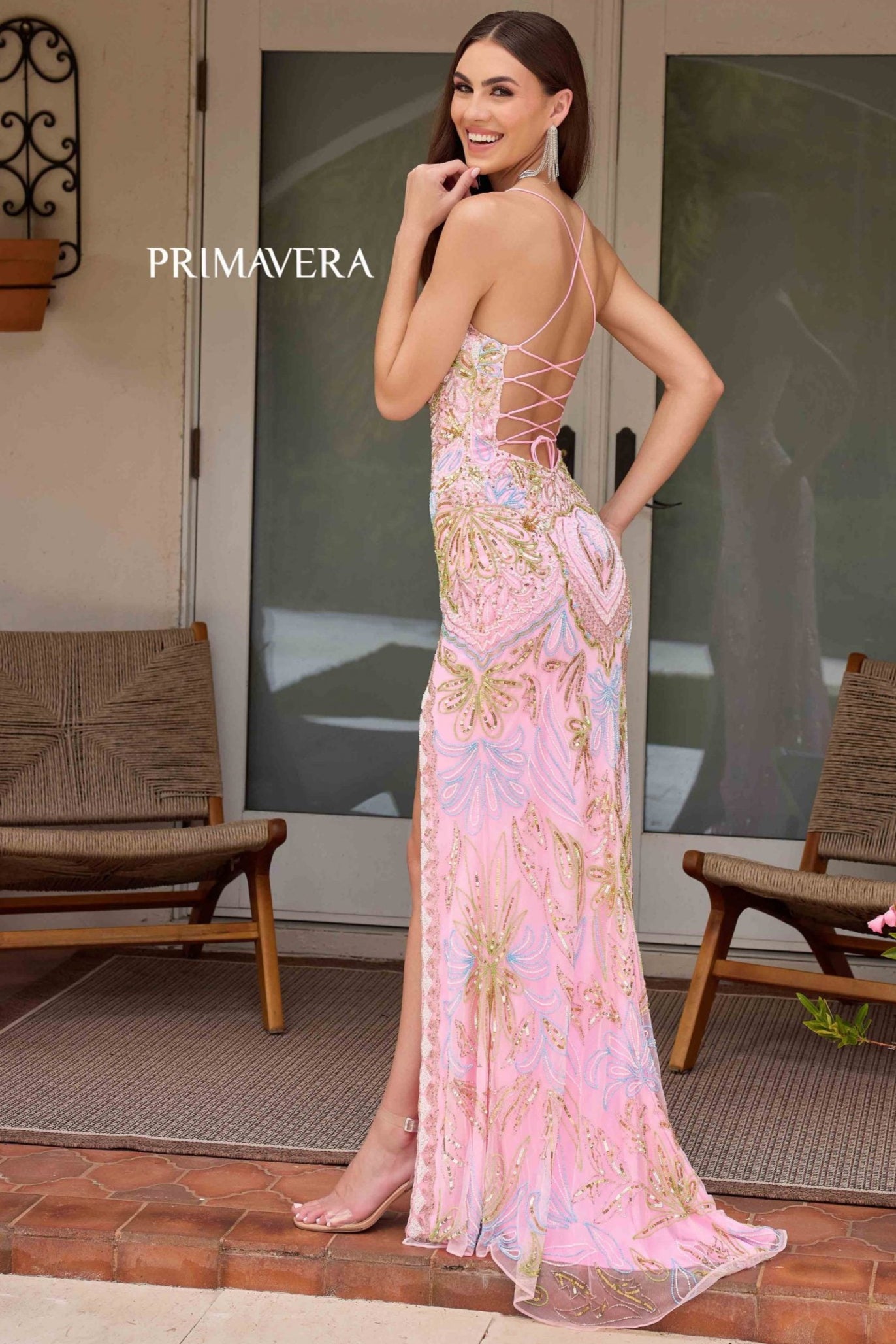 Primavera 4156 Elegant Long Beaded Evening Gown for Women - Perfect for Prom, Gala & Formal Events