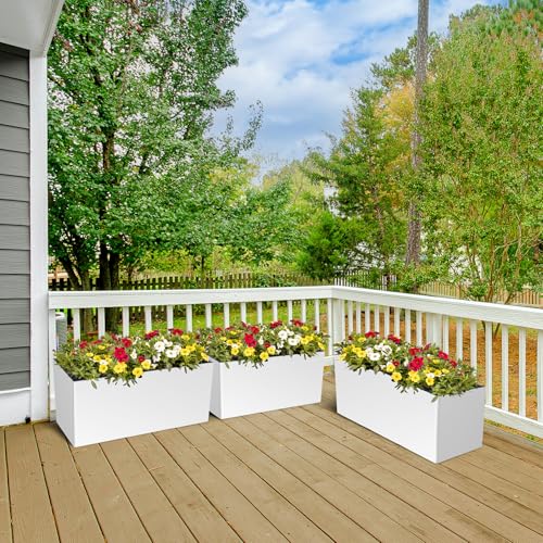 GARVEE 31 Inch Outdoor Planters Set of 2 - Self Watering Tall Planters with Wheels, Water Level Indicator & Drainage Holes - Large Decorative Flower Pots for Patio, Porch, Garden - Perfect for Herbs, Flowers & Small Trees