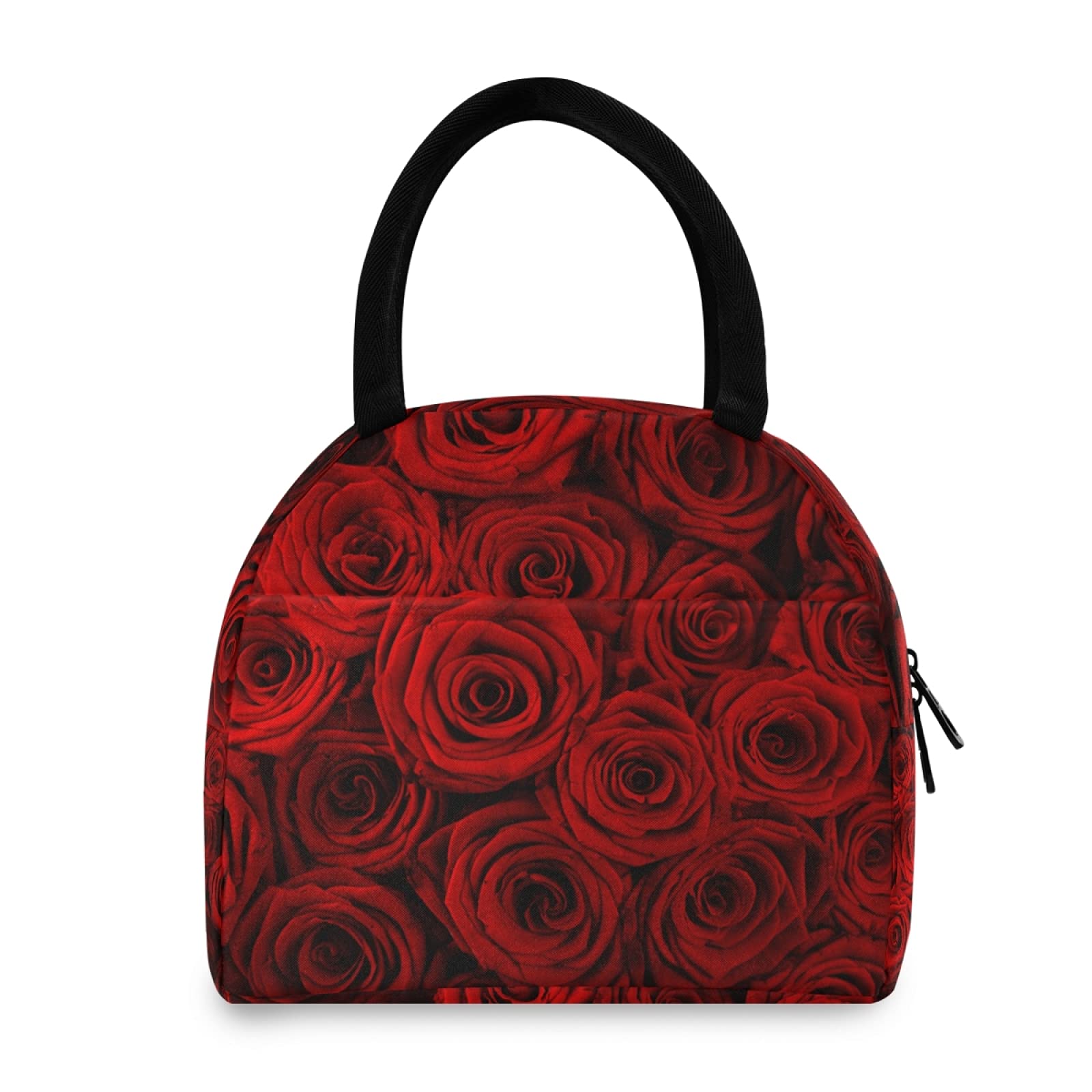 Insulated Red Rose Lunch Tote Bag for Women & Men - Leakproof Thermal Lunch Box Container for Office, School & Picnic - BPA-Free Food Storage with Adjustable Shoulder Strap