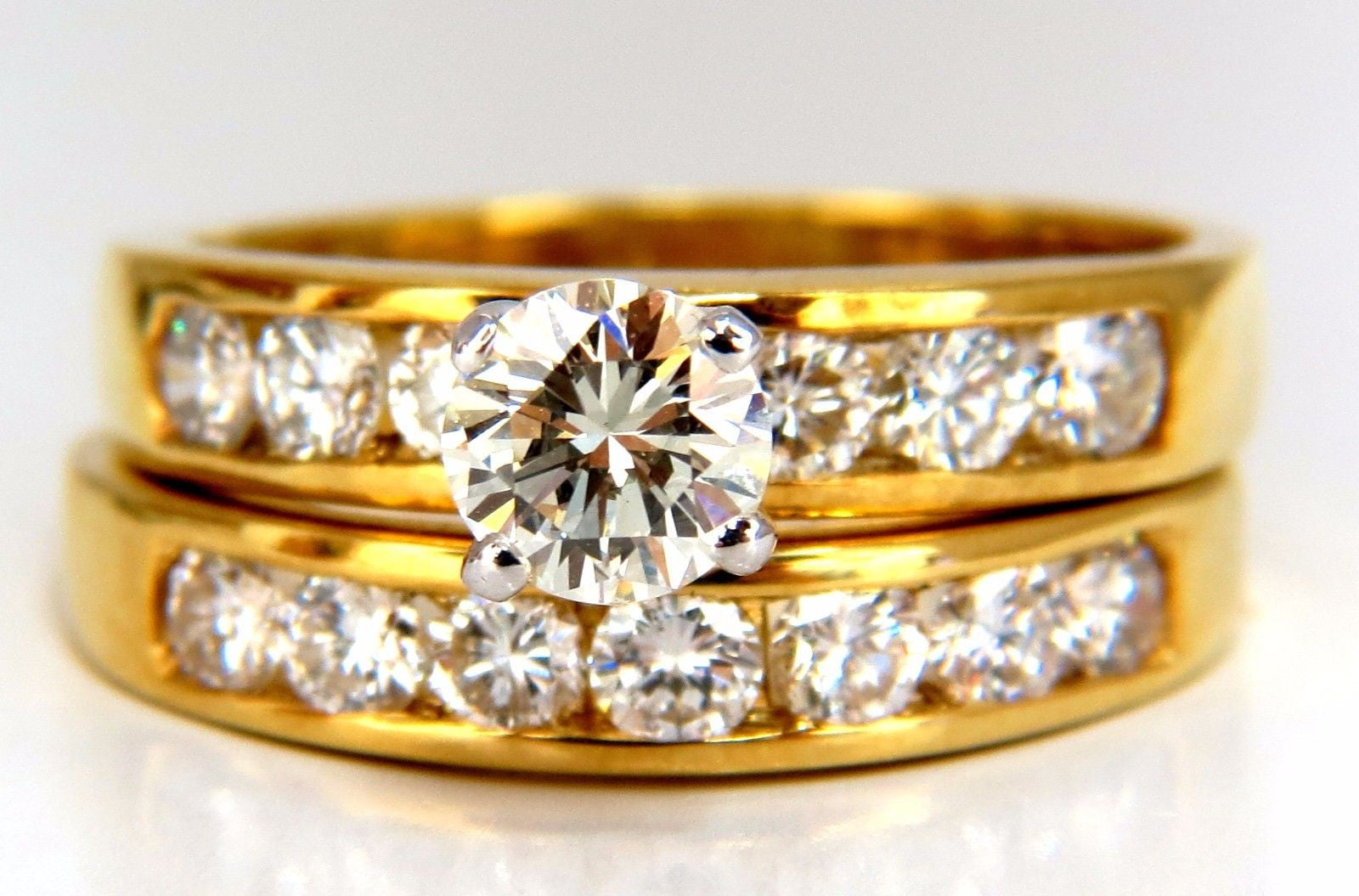 GIA Certified 2.01 Carat Natural Round Diamond Engagement Ring with 18K Gold Wedding Band - Perfect for Proposals, Anniversaries & Special Occasions