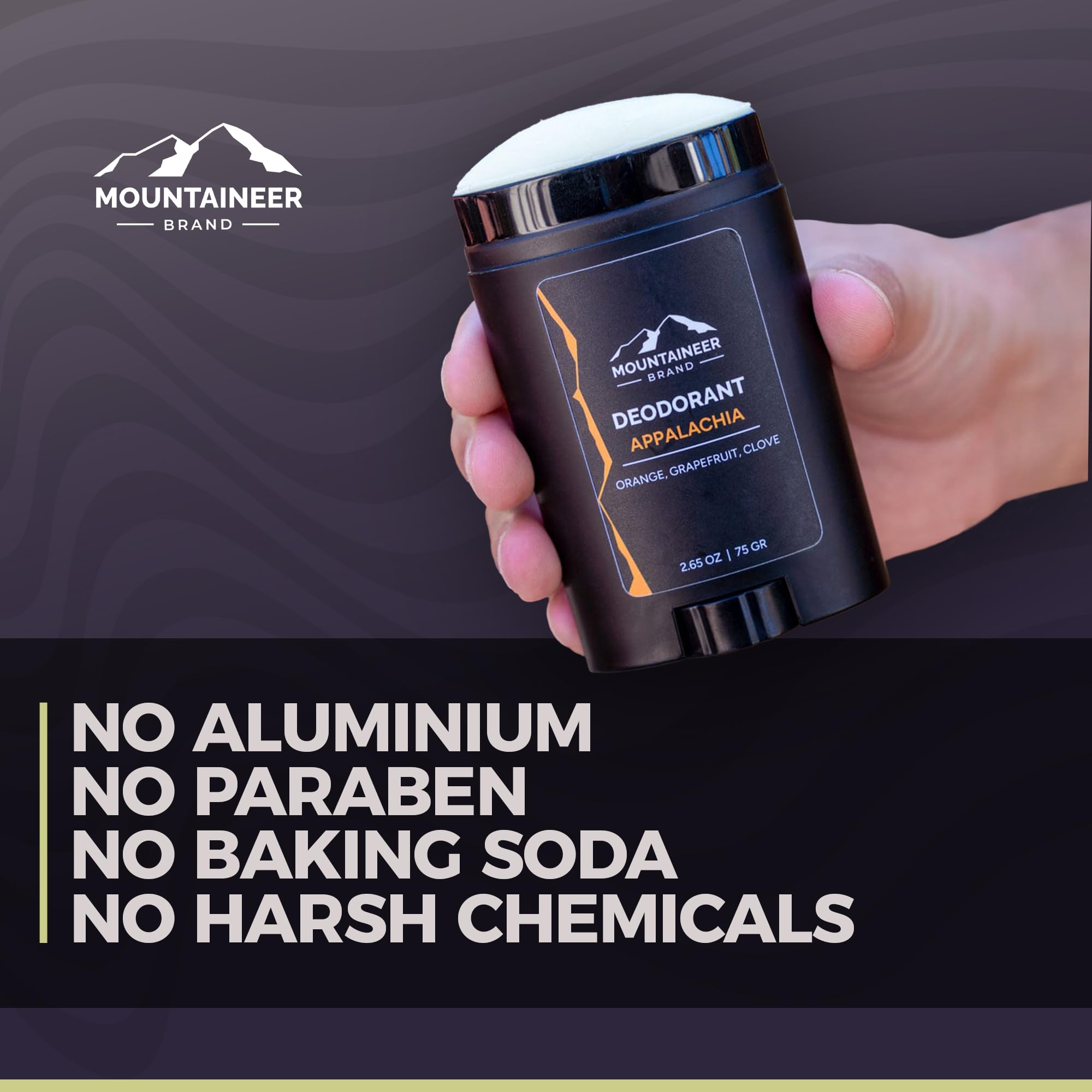 Mountaineer Brand All Natural Deodorant Stick - Aluminum Free, Vegan & Cruelty Free - 2.5 oz (Mountain Fresh Scent) - Stay Fresh All Day for Hiking, Camping & Outdoor Activities