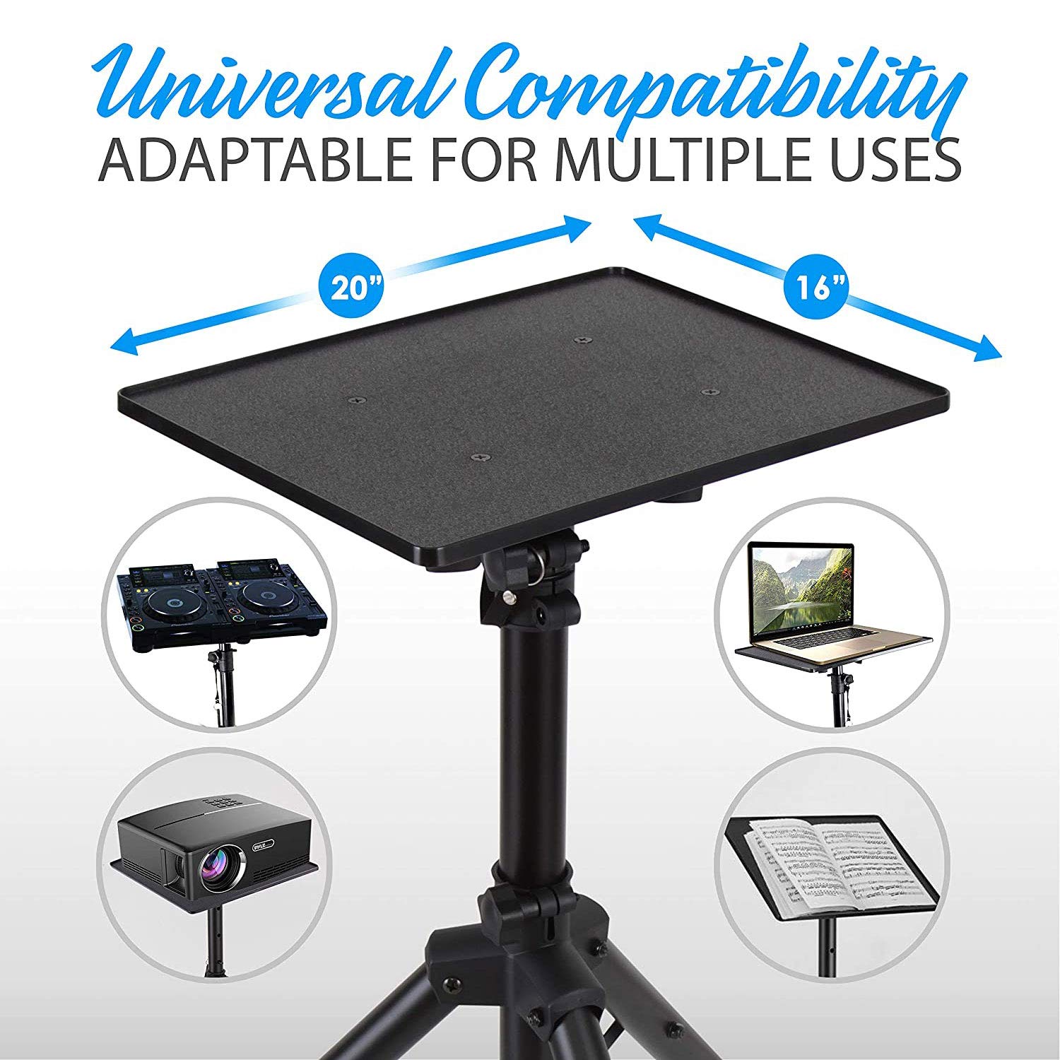 Pyle PLPTS4X2 Adjustable Laptop Projector Tripod Stand - 2 Pack Heavy Duty Computer & DJ Equipment Holder with 20