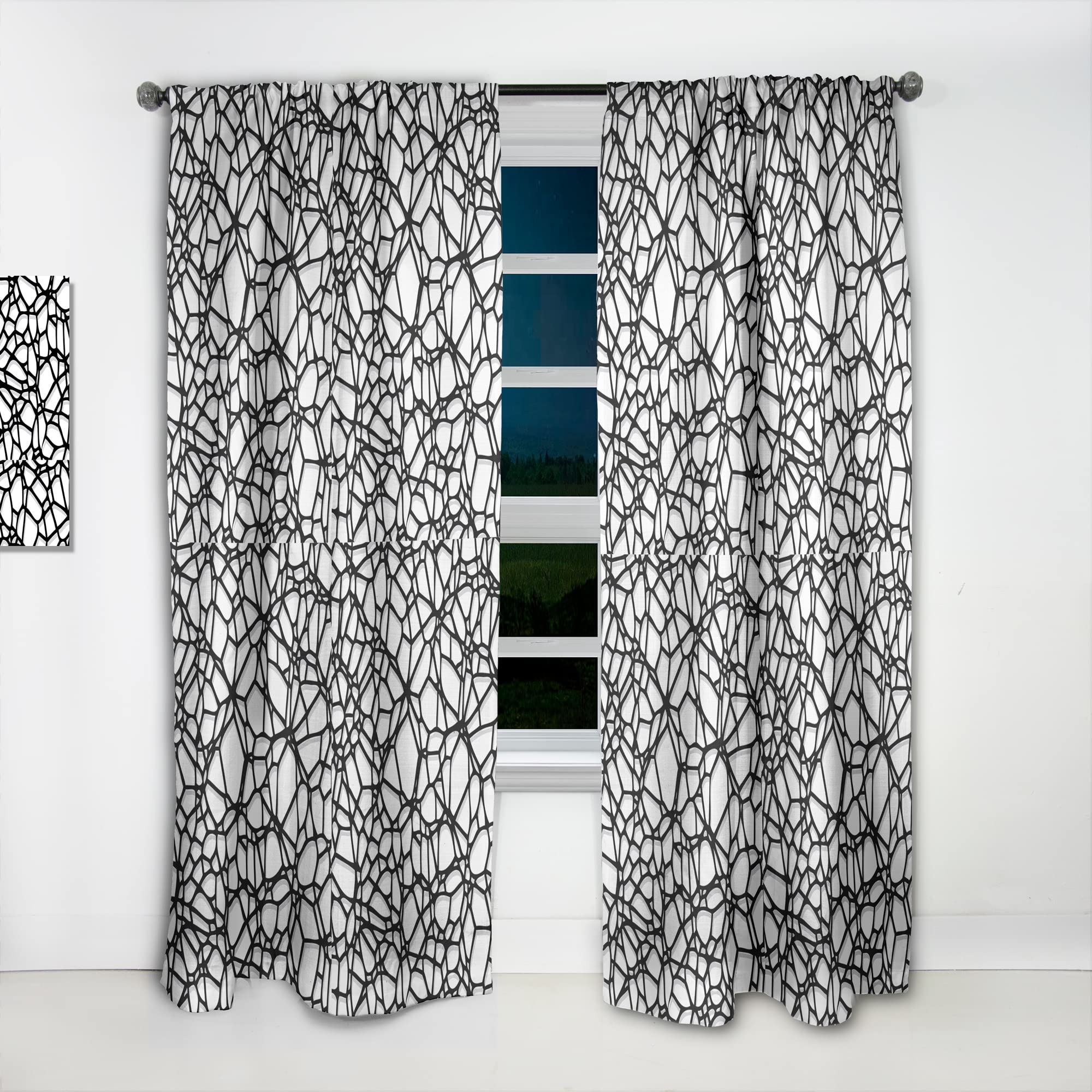DesignQ Abstract Mosaic Pattern Thermal Insulated Curtains - Single Panel 52x90 Inches - Blackout Drapes for Bedroom & Living Room - Perfect for Home Decor, Privacy & Temperature Control