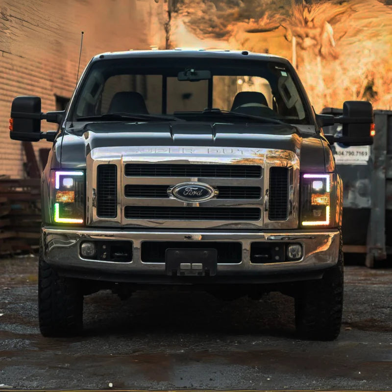 Morimoto XB Hybrid LED Headlights for 2008-2010 Ford Super Duty Trucks - Multicolor Flow Series - Upgrade Your Night Driving & Off-Road Adventures
