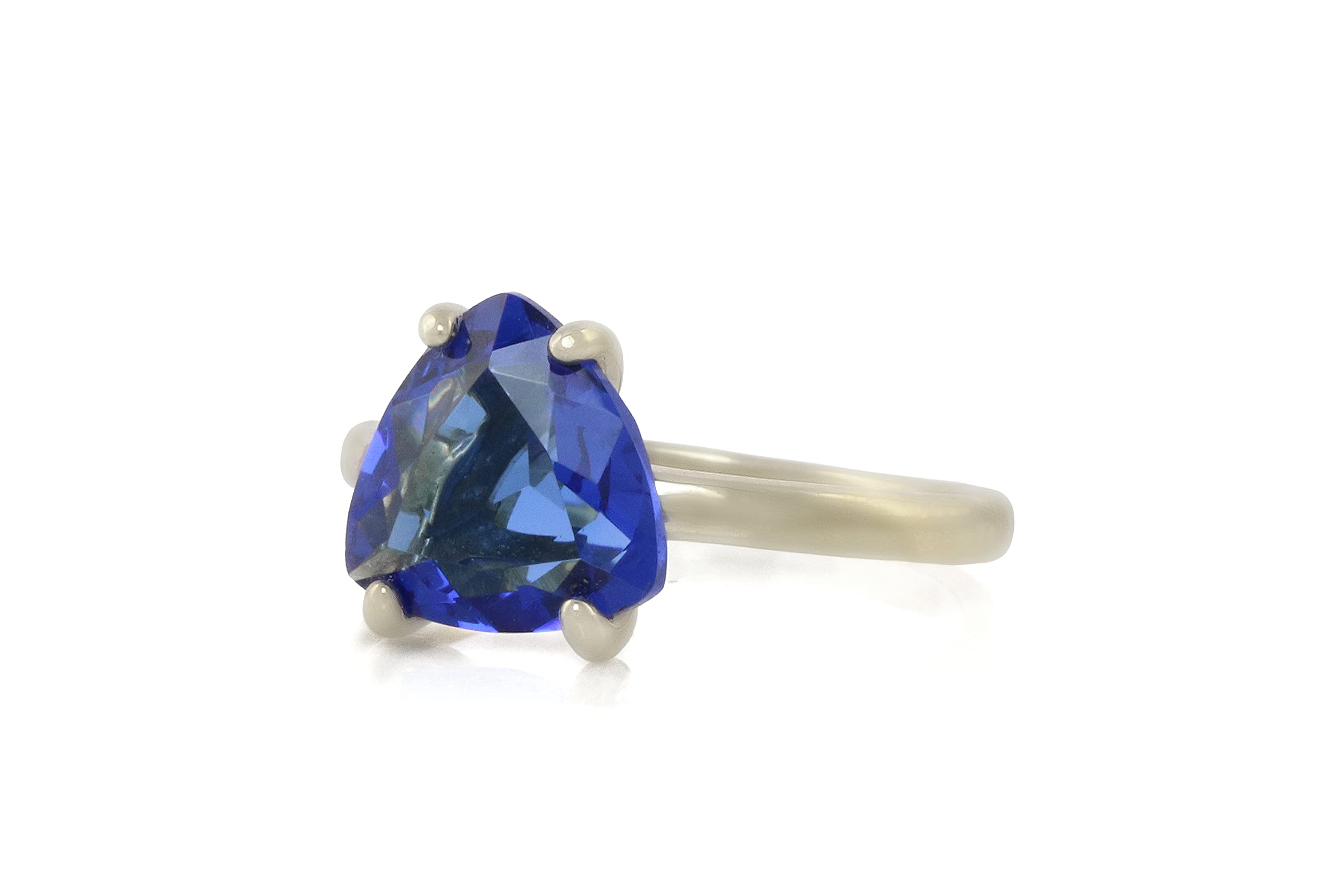 Blue Sapphire Ring - 925 Sterling Silver Trillion Cut Engagement Ring for Women - Handmade Customizable Wedding Band, Statement Jewelry, Fashion Accessory - Perfect Gift for Her, Anniversary, Birthday, or Everyday Wear