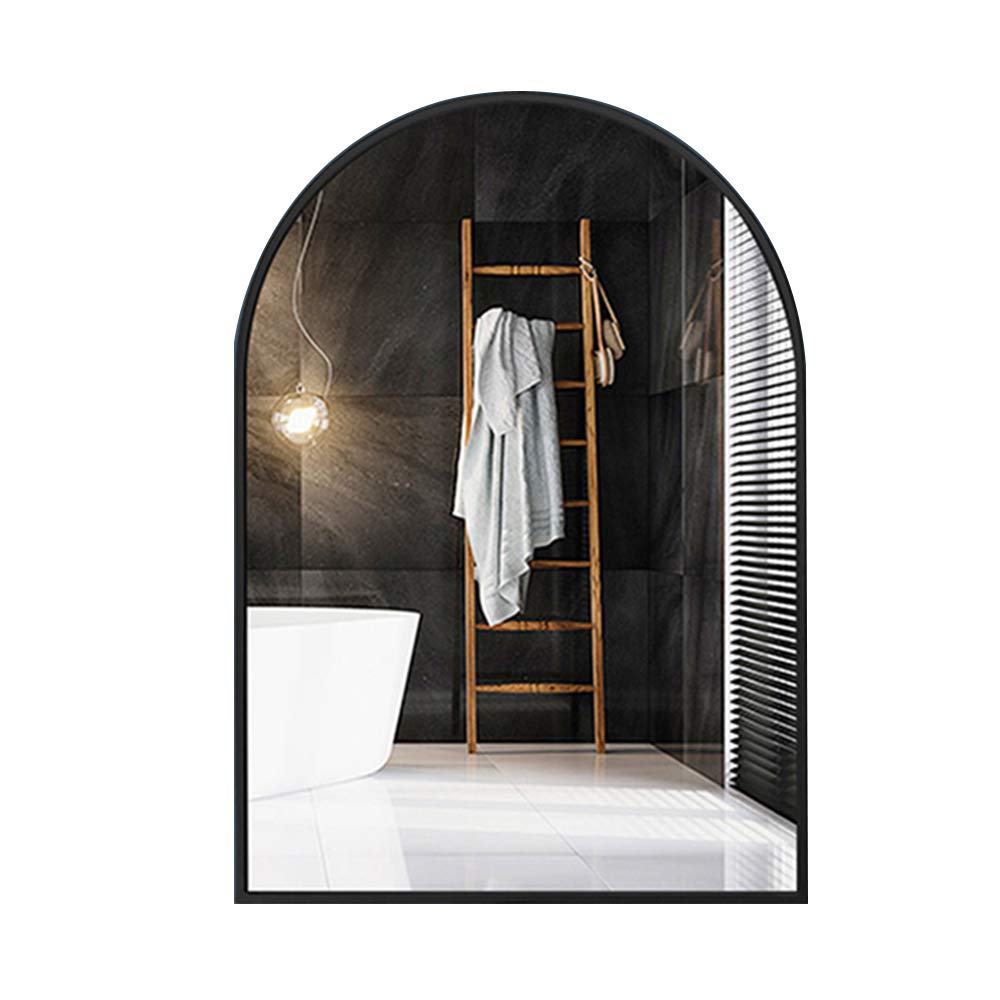 Modern Arched Wall Mirror for Bathroom - Metal Frame Vertical Hanging Decorative Mirror - Perfect for Bedroom, Hallway & Entrance Vanity - Ideal for Home Decor & Makeup Application