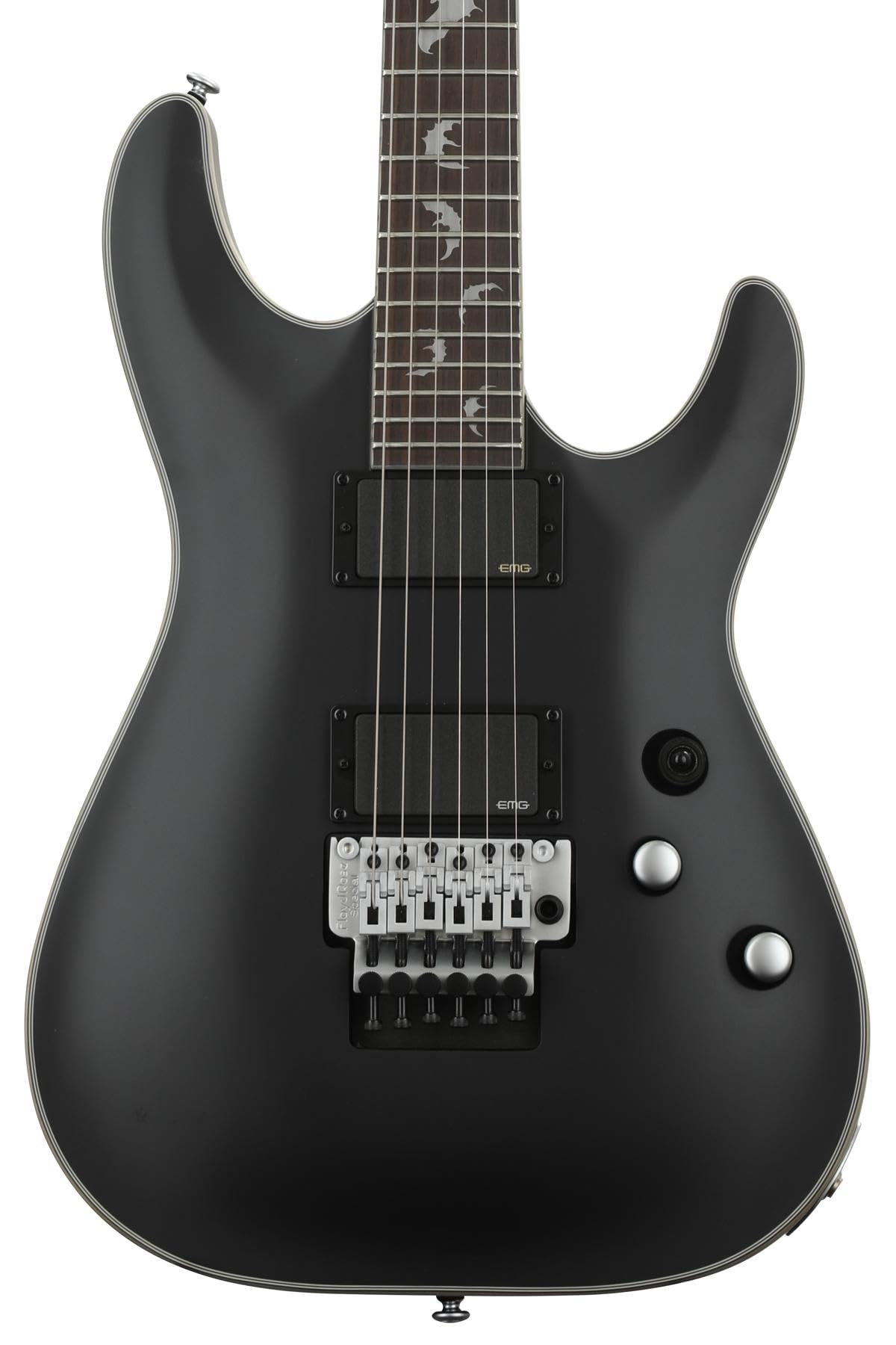 Schecter Damien Platinum 6 Electric Guitar with Floyd Rose Tremolo - Satin Black Finish | Professional Metal & Rock Performance Guitar for Stage & Studio